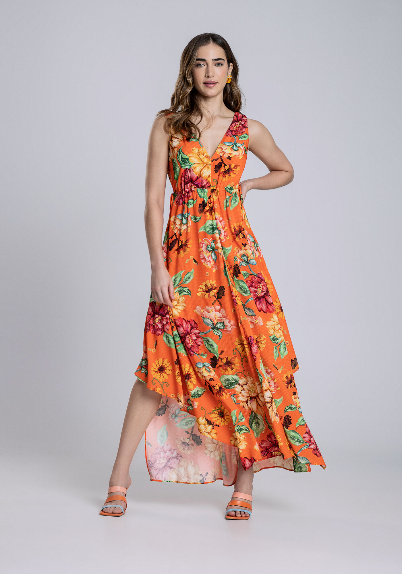 Vestido longo sales com barra