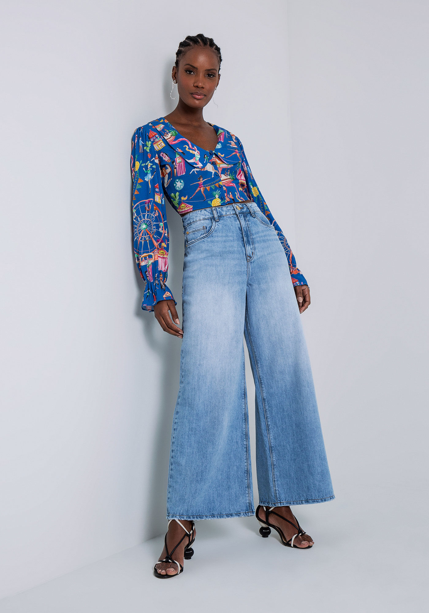 Blusa para calça cintura alta clearance
