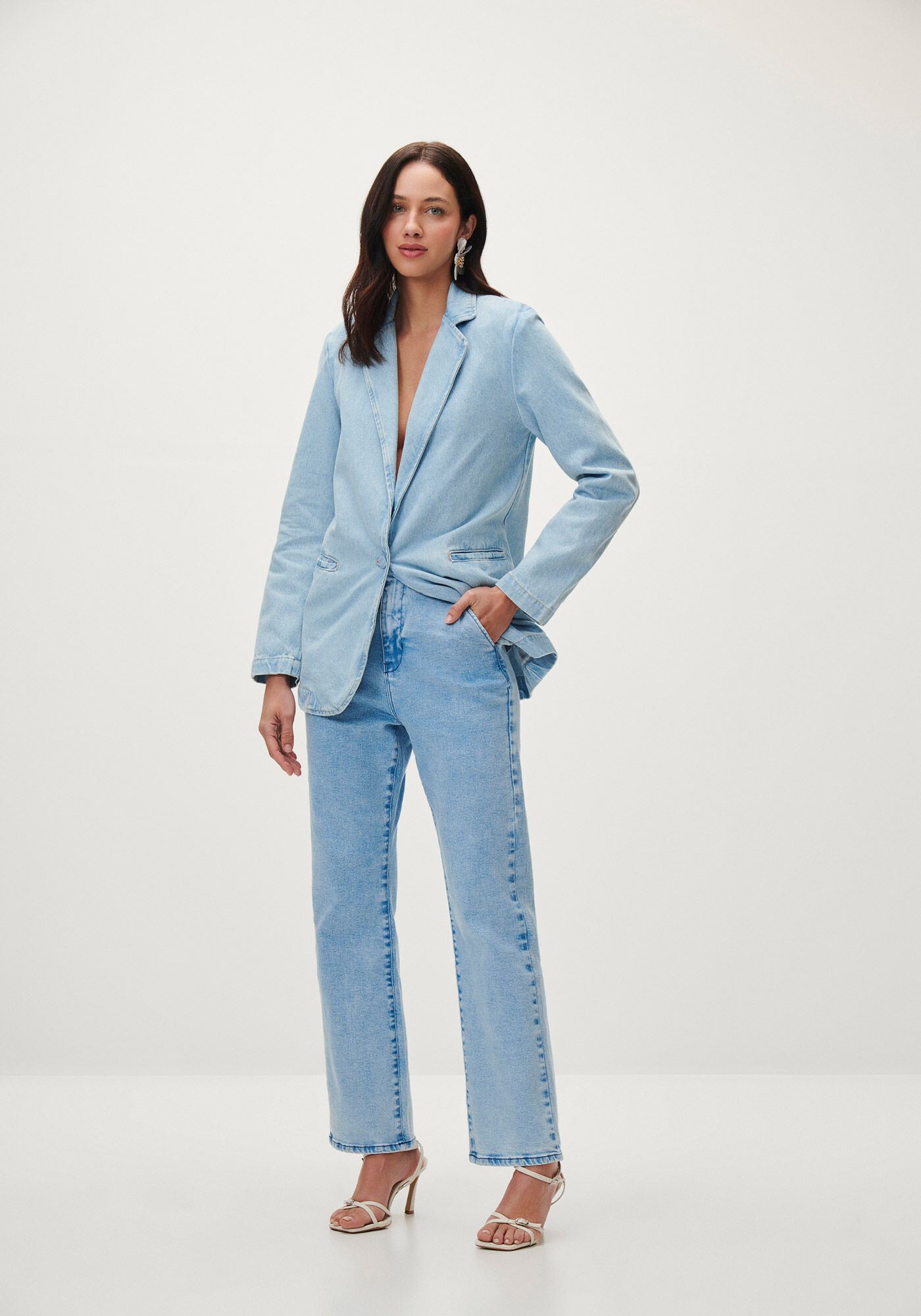 Cal&ccedil;a Jeans Slim Cintura Alta Cropped Alfaiataria, JEANS, large.