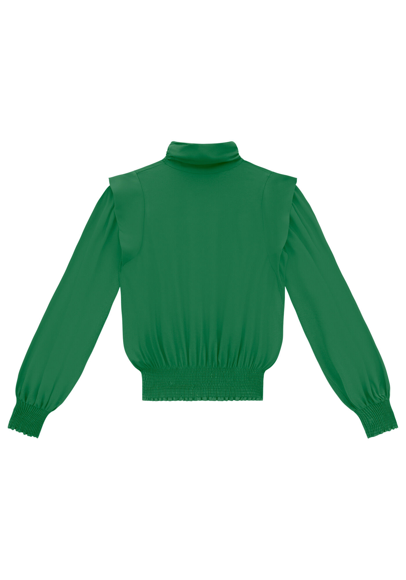 Blusa Gola Alta em Crepe com Recorte Ombreira, , large.