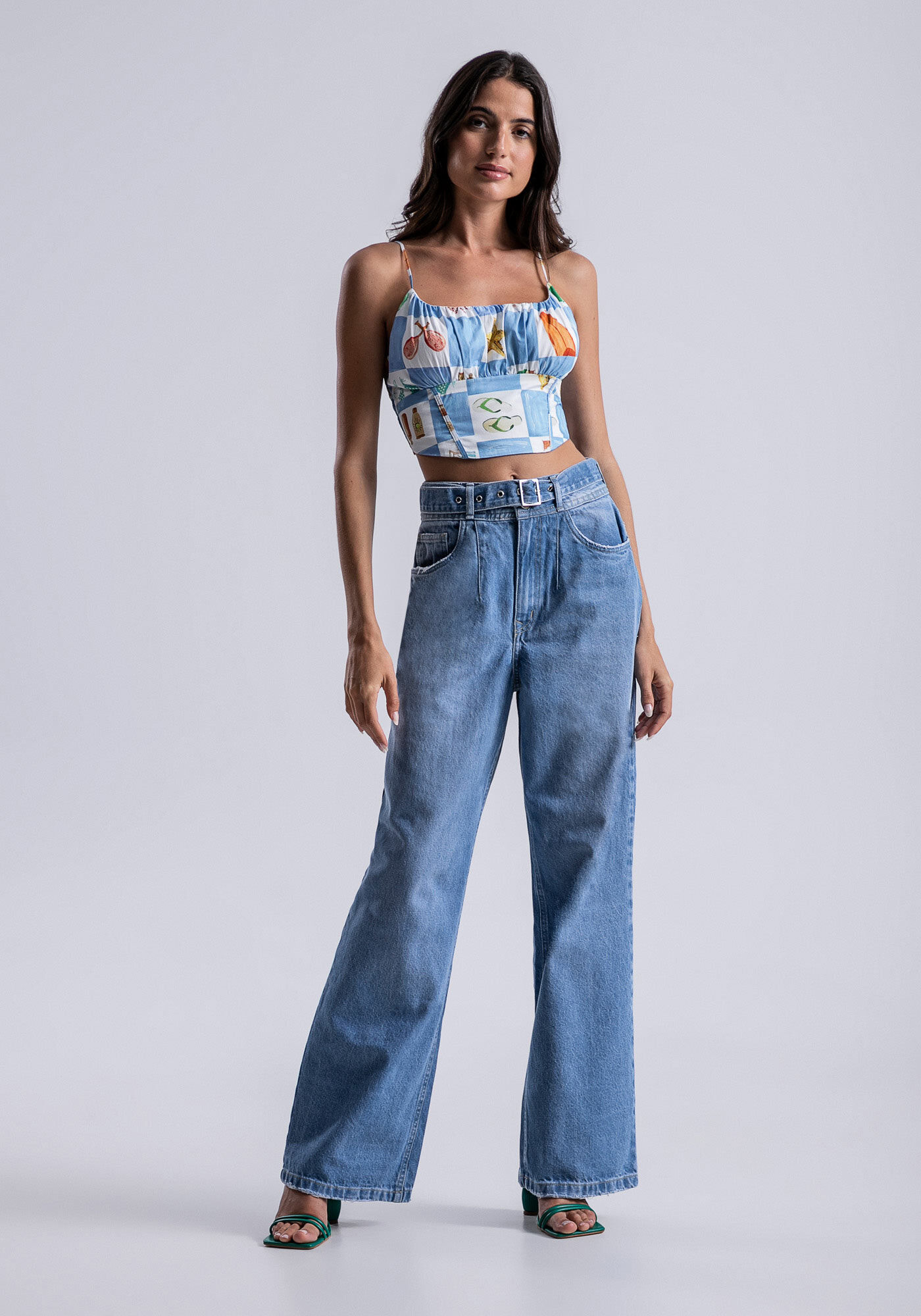 Blusa Cropped em Crepe com Decote Franzido, LITORAL, large.