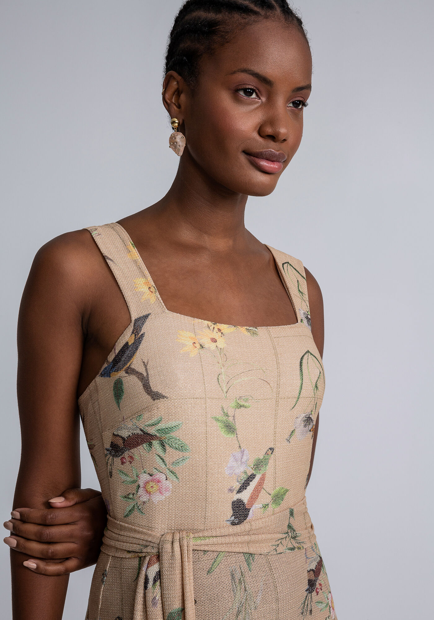 Vestido Midi Decote Reto Faixa, , large.