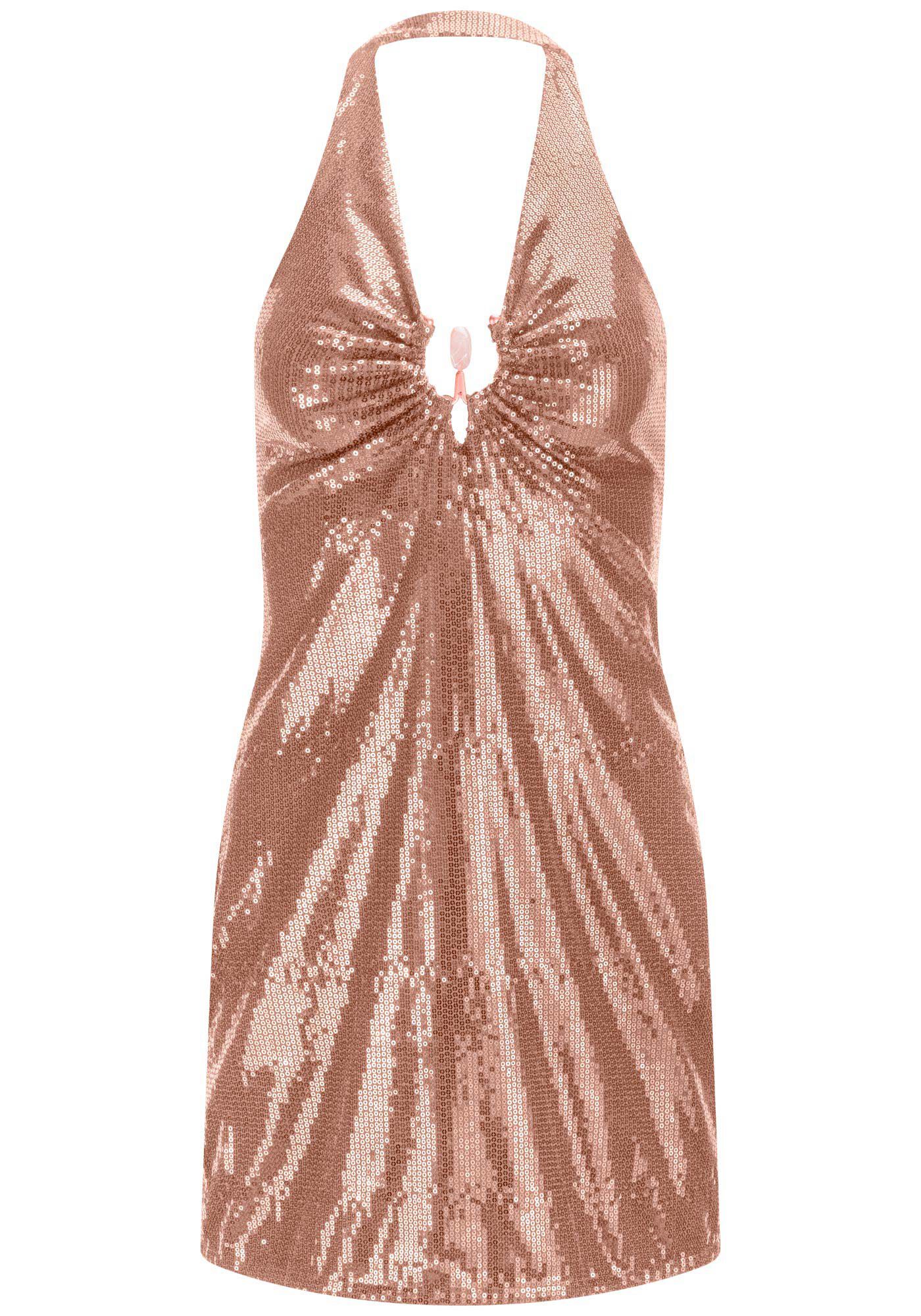 Vestido Curto Frente &Uacute;nica em Paet&ecirc;s com Detalhe Pedraria, , large.