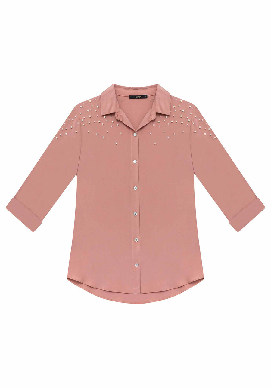 Camisa Manga 3/4 Pérolas Tecido, . Camisa Manga 3/4 Pérolas Tecido, , large.
