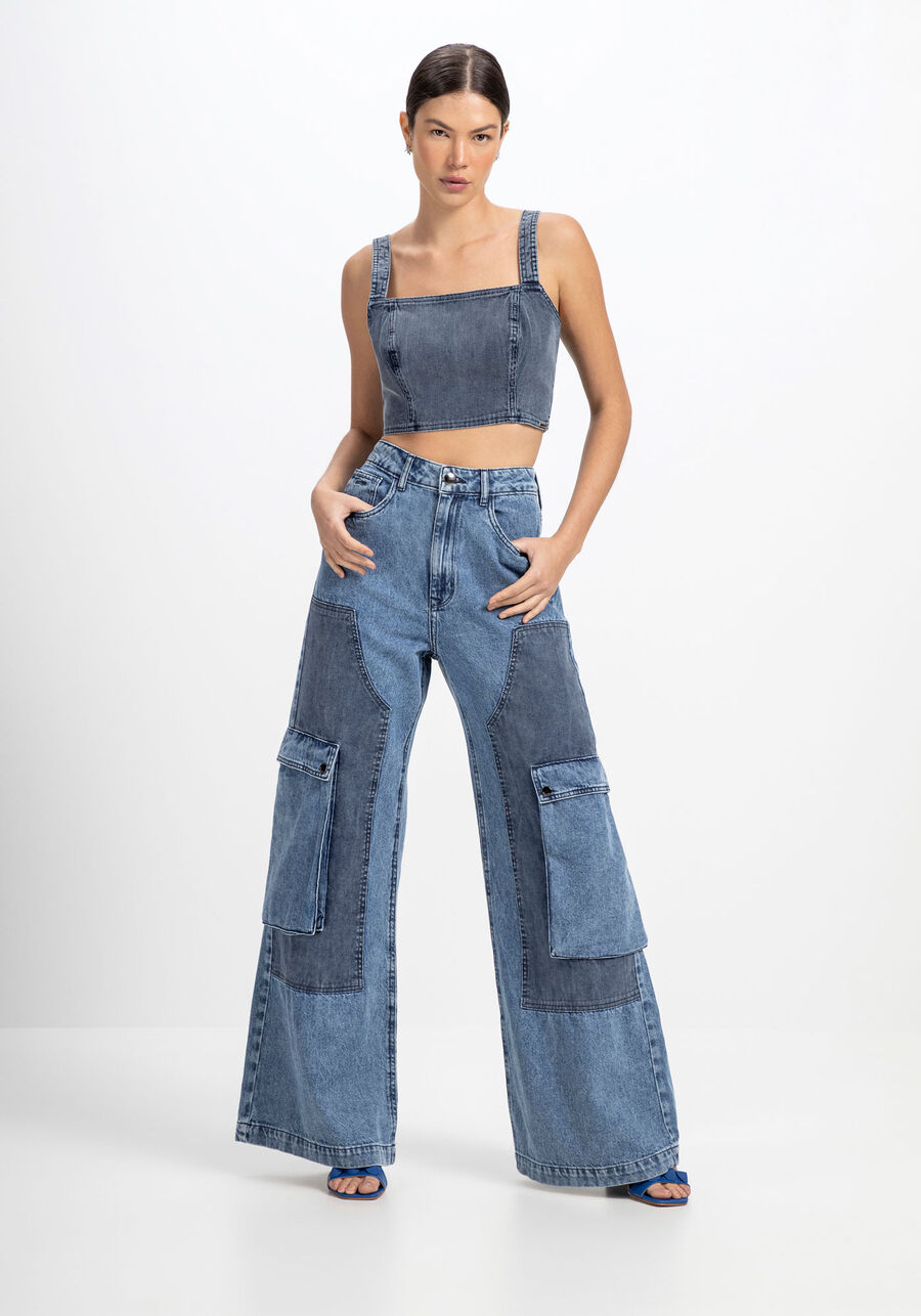 Blusa Jeans Cropped Texturizada, . Blusa Jeans Cropped Texturizada, , large.