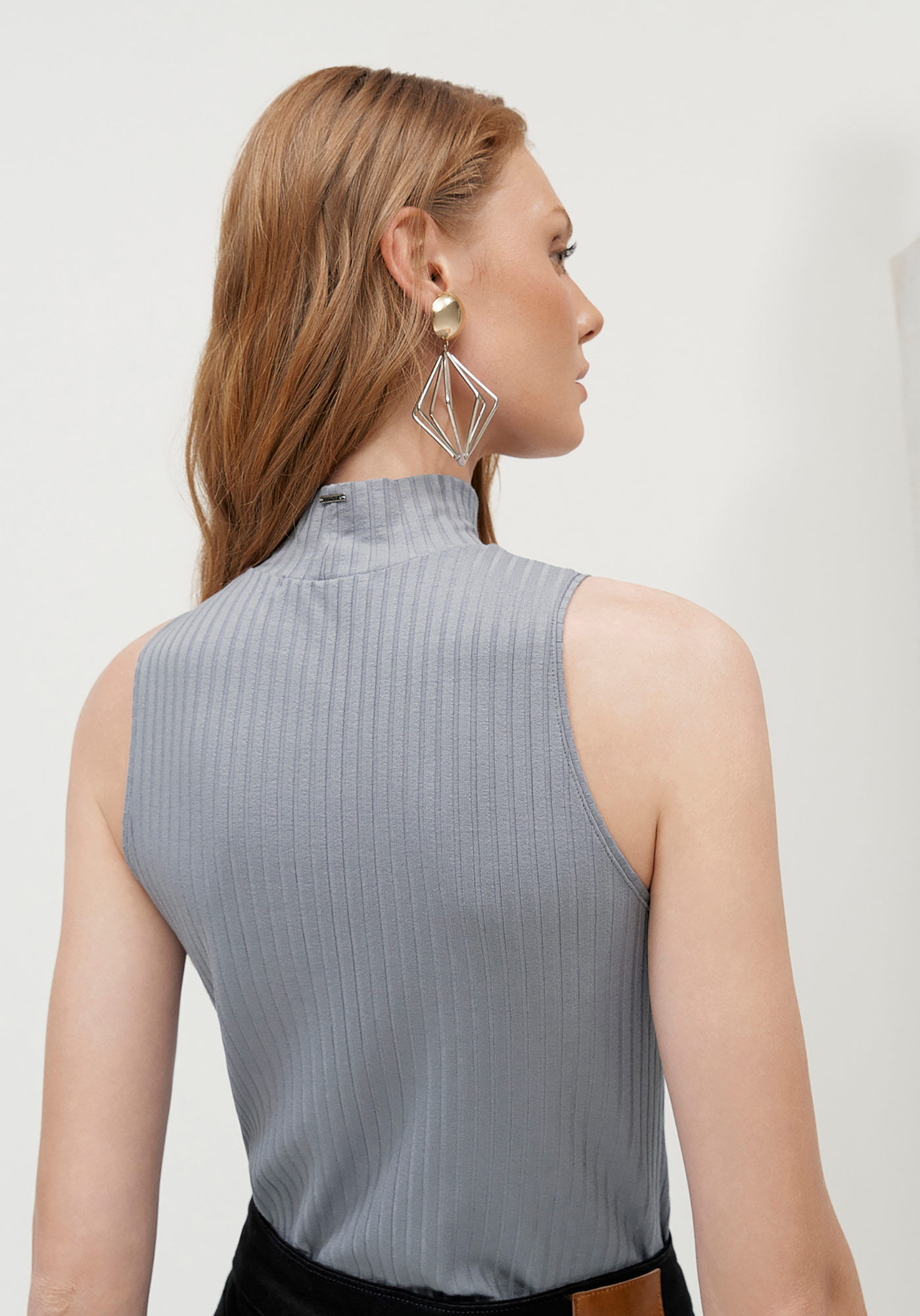 Regata Canelada com Gola Alta, , large.