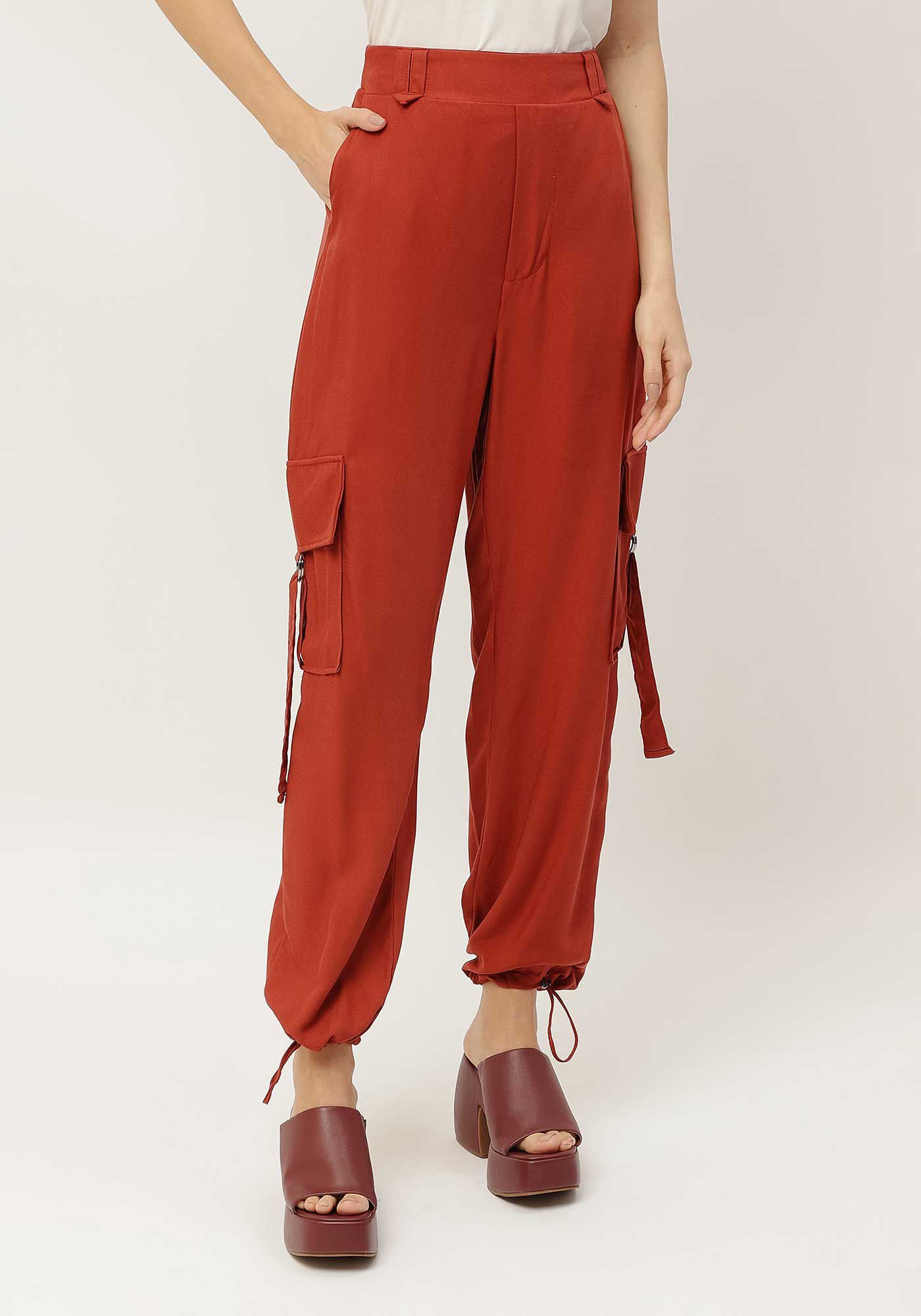 Cal&ccedil;a Jogger em Viscose com Bolsos Cargo, , large.