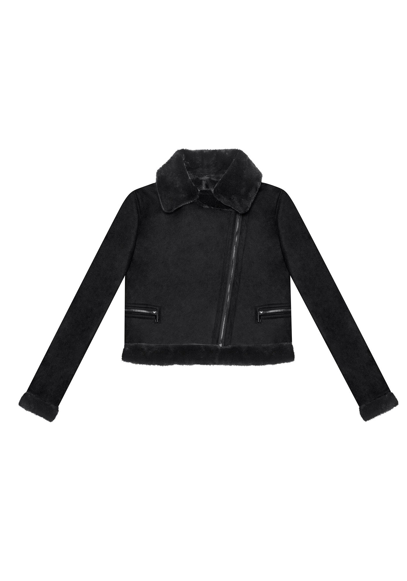 Jaqueta suede com pelo top