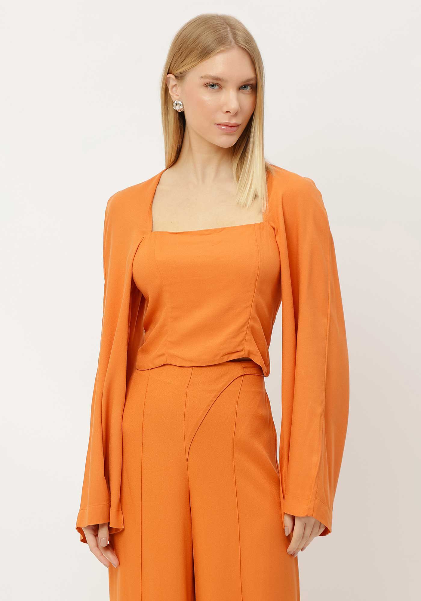 Blusa Manga Longa Flare com Decote Quadrado, , large.