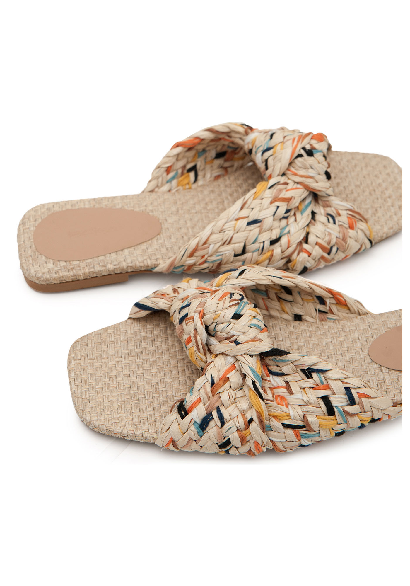 Rasteira Slide R&aacute;fia com Detalhe N&oacute;, , large.