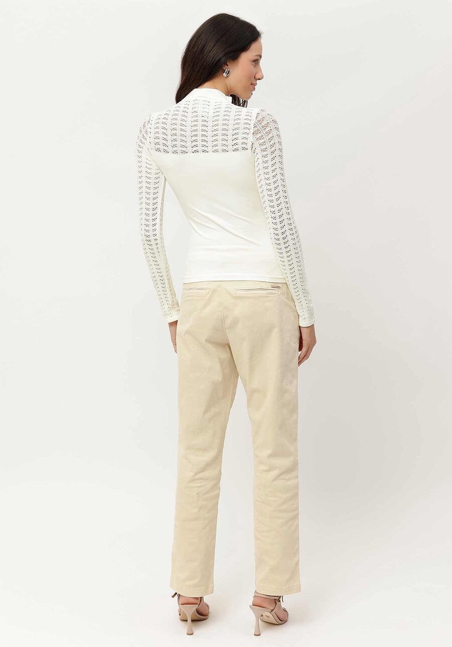 Blusa Gola Alta com Manga Longa em Renda, . Blusa Gola Alta com Manga Longa em Renda, , large.