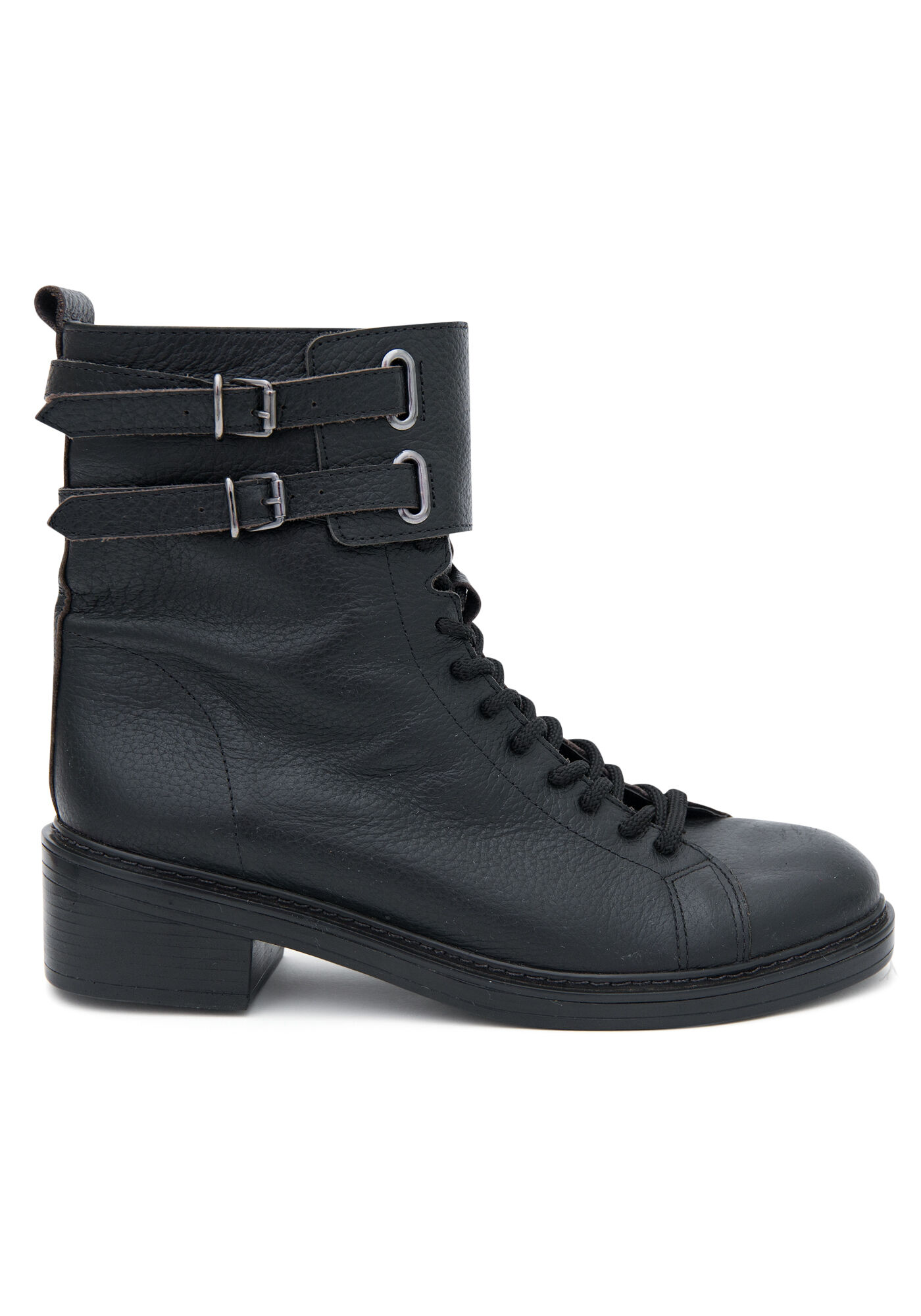 Coturno com Salto Baixo Cano Curto, PRETO REATIVO, large.