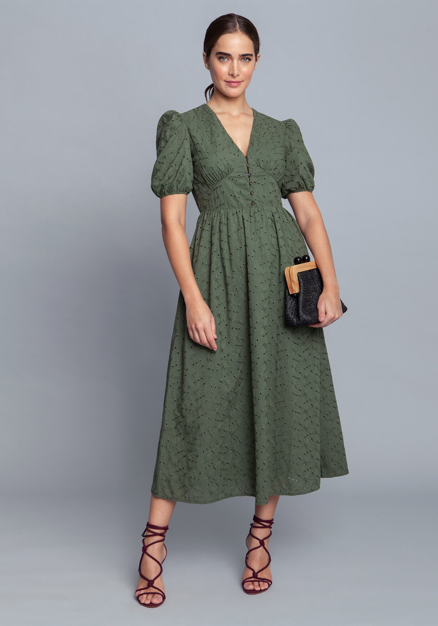 Vestido Laise Flores Midi Rosa Persefone, , large.