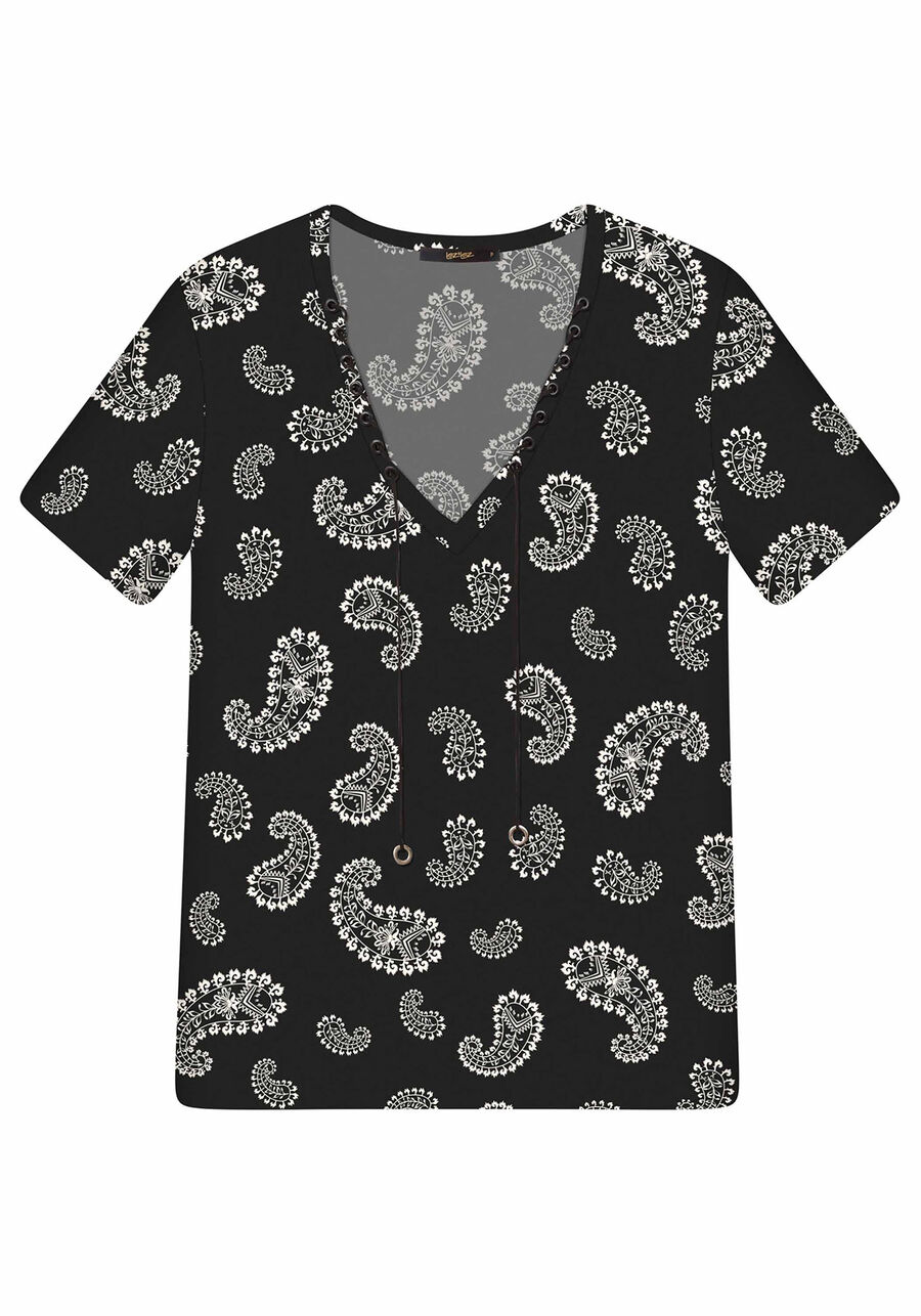 Blusa Estampada Cordão Tecido, , large.