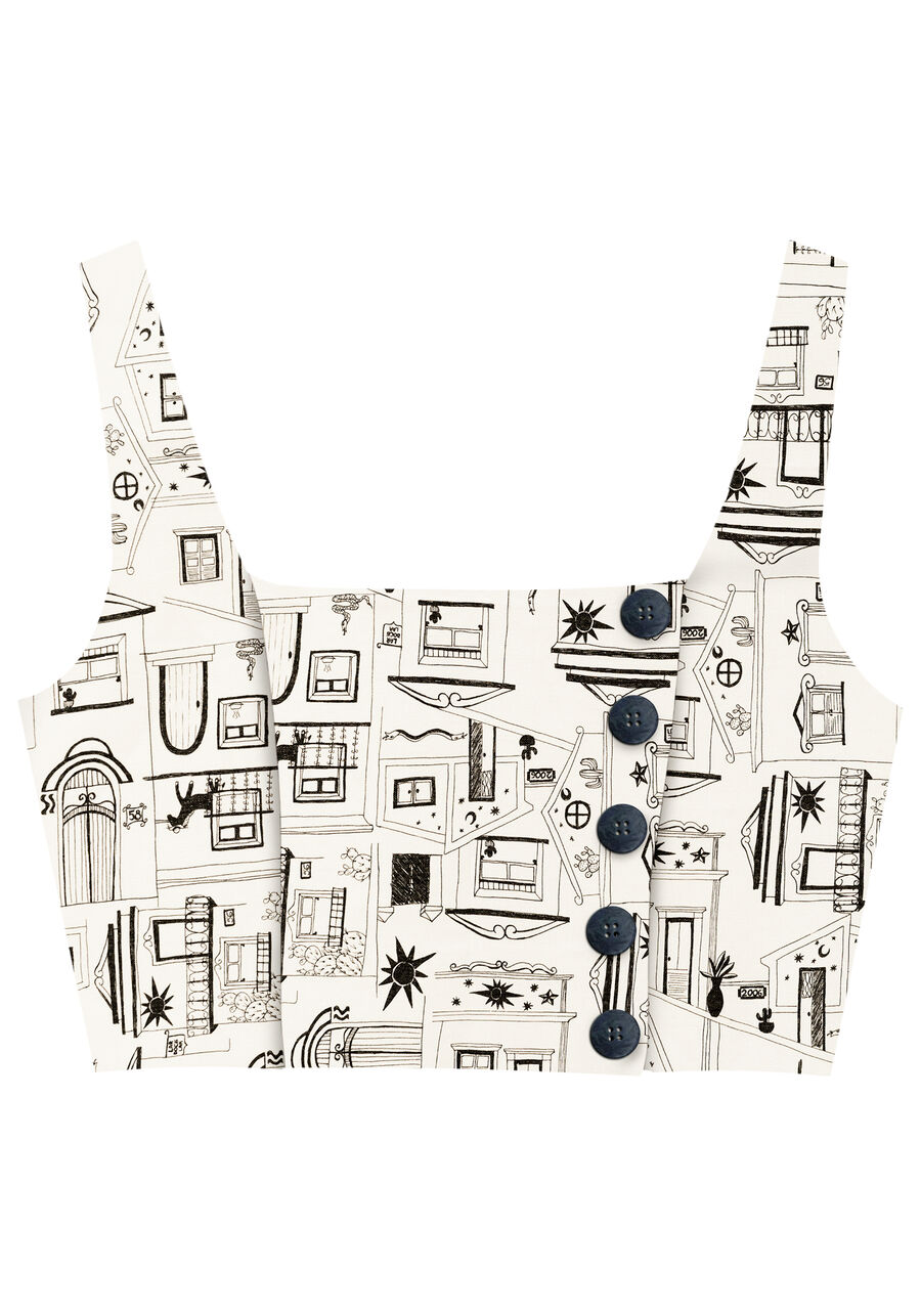 Blusa Cropped em Linho com Botões, . Blusa Cropped em Linho com Botões, , large.