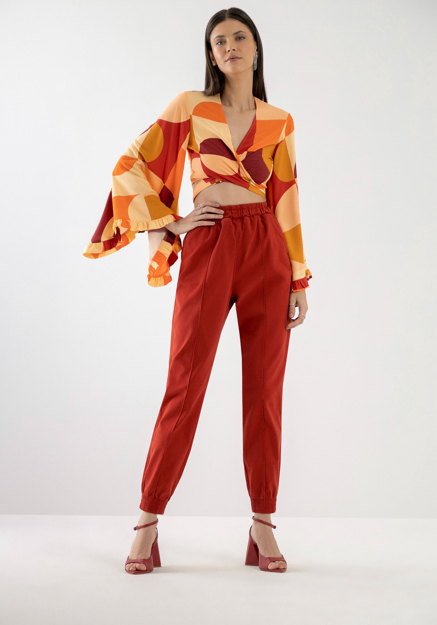 Blusa Transpassada com Manga M&aacute;xi Flare, , large.