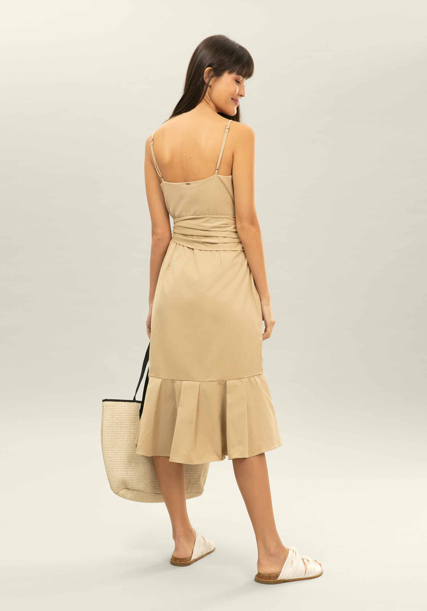 Vestido M&iacute;di Babado Cinto, , large.