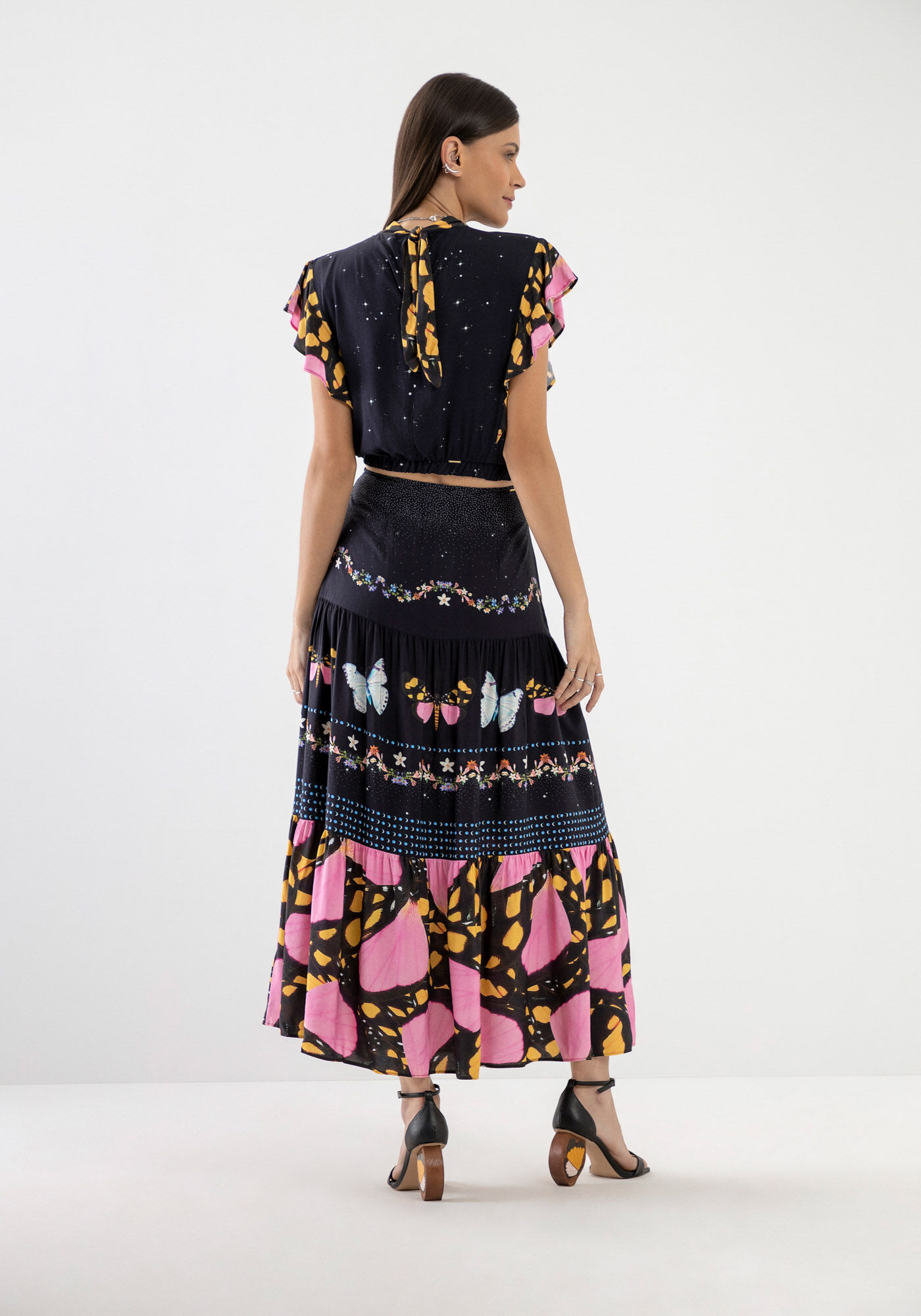 Saia Midi Evas&ecirc; em Viscose com Estampa Frut&aacute;rio, , large.