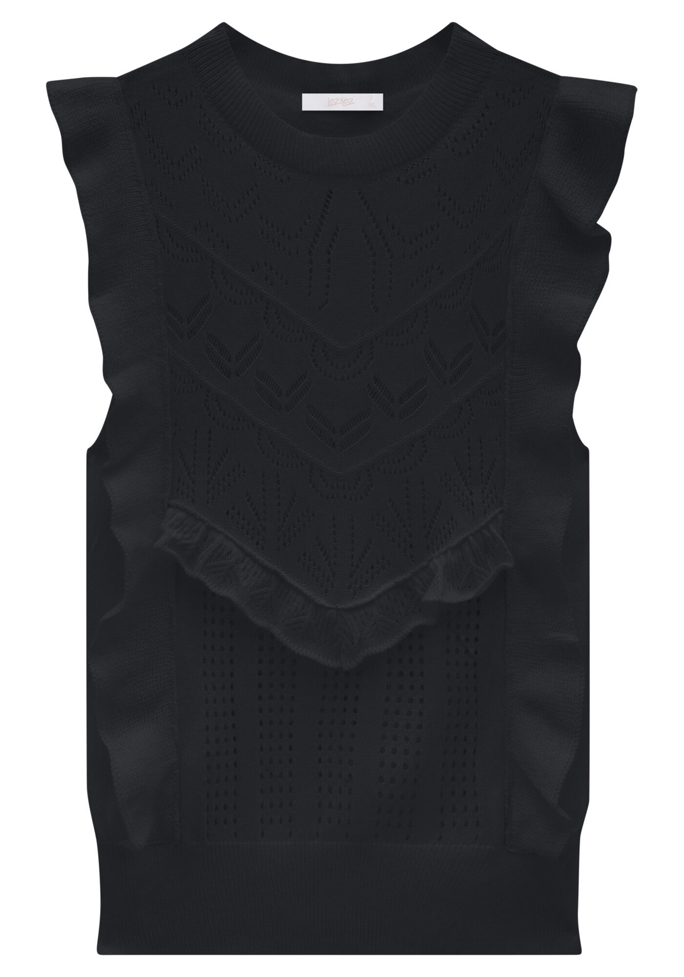 Blusa sem Mangas em Tric&ocirc; com Babados, , large.