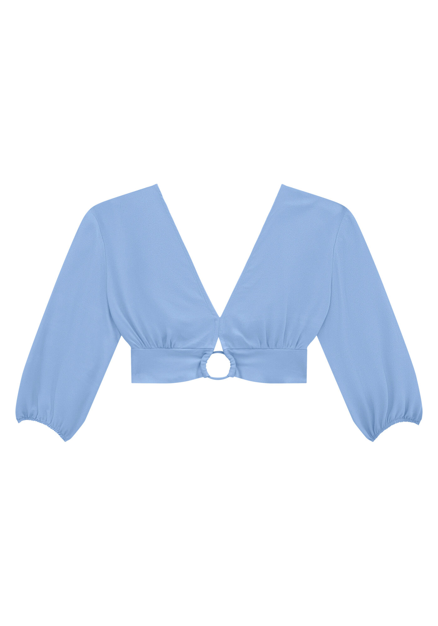 Blusa Cropped em Crepe com Recorte Argola, , large.