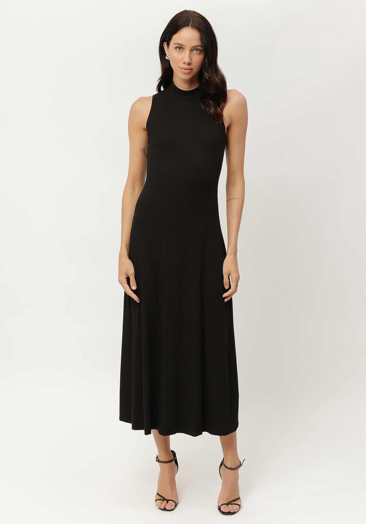 Vestido Midi Evas&ecirc; Canelado com Gola Alta, , large.