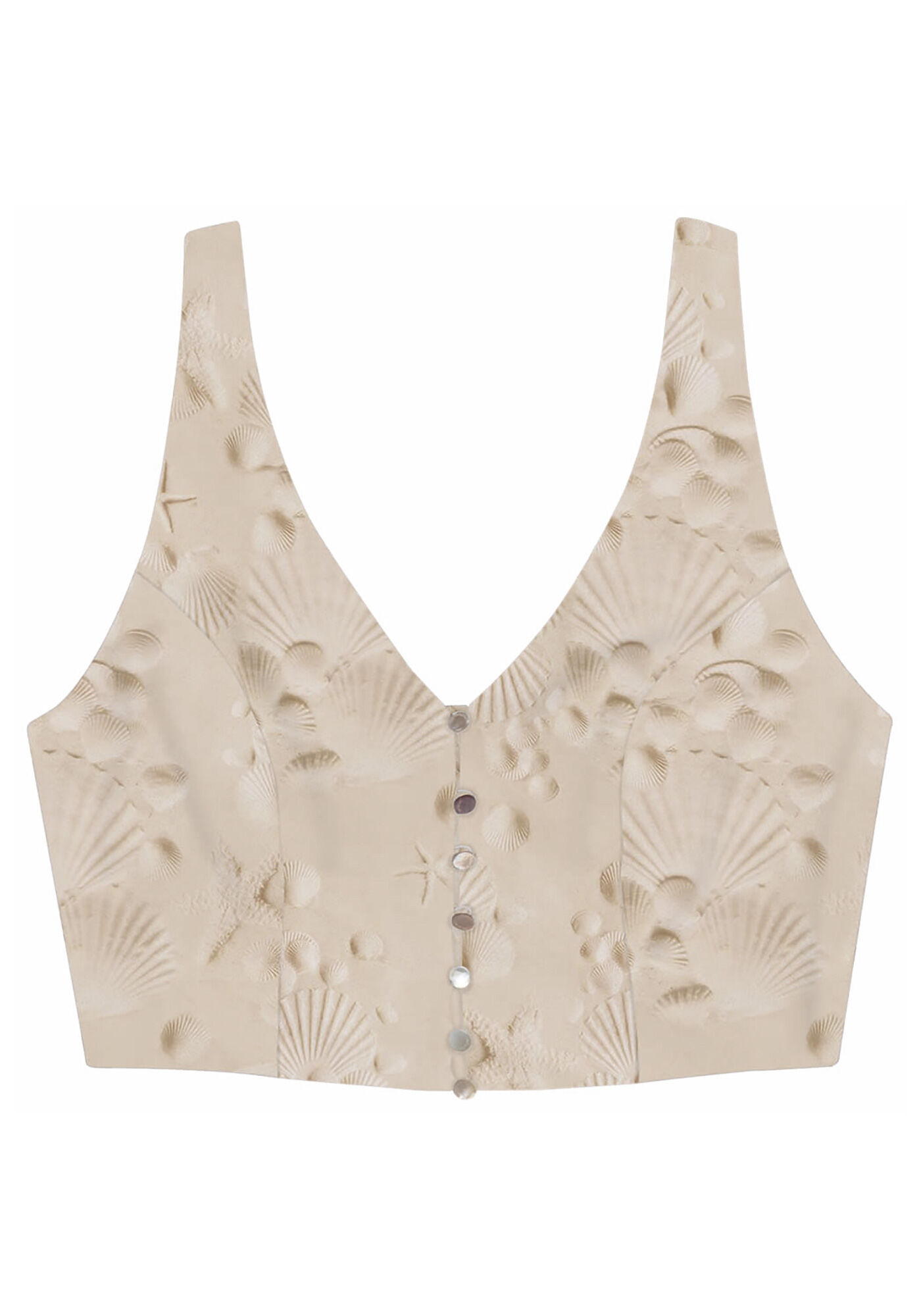 Blusa Cropped em Crepe Estampada com Bot&otilde;es, , large.