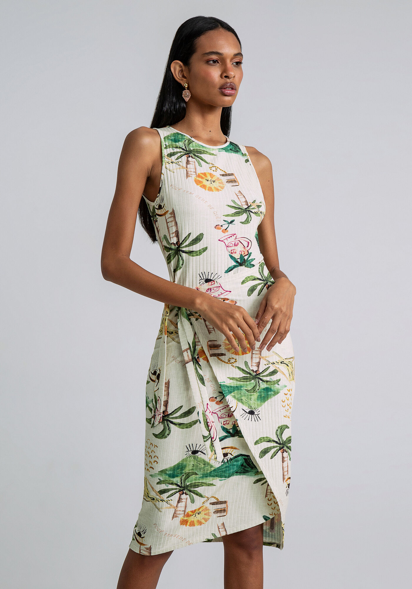 Vestido transpassado shop midi justo