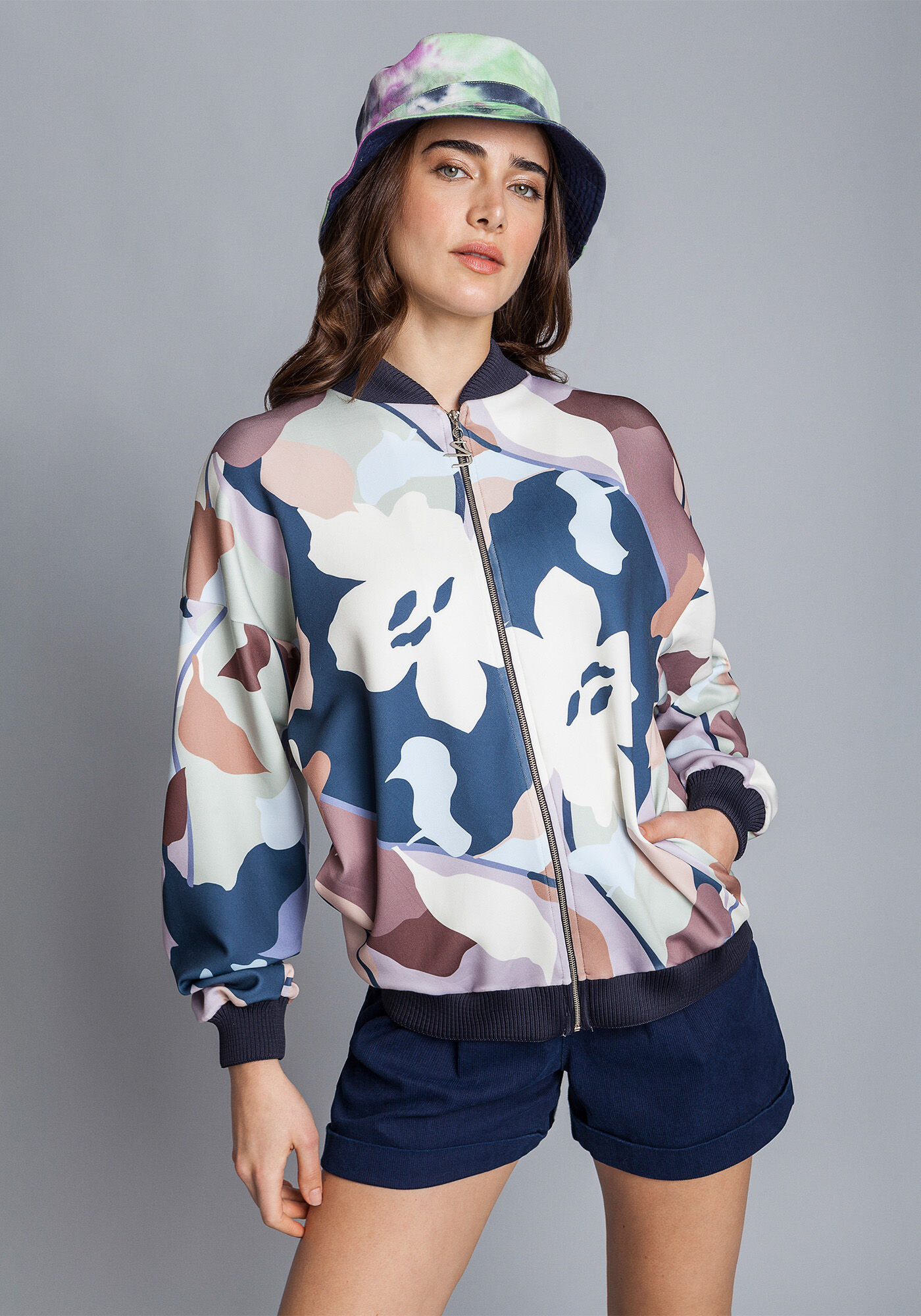 Jaqueta Bomber Estampada, , large.