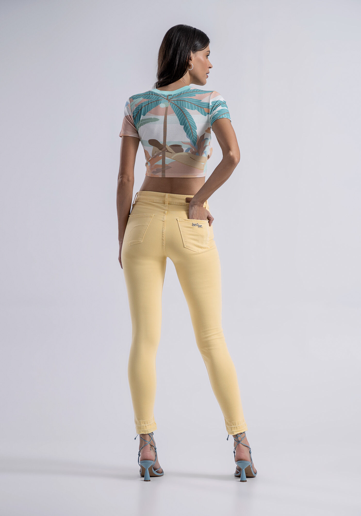 Blusa Manga Curta Cropped Estampada, , large.