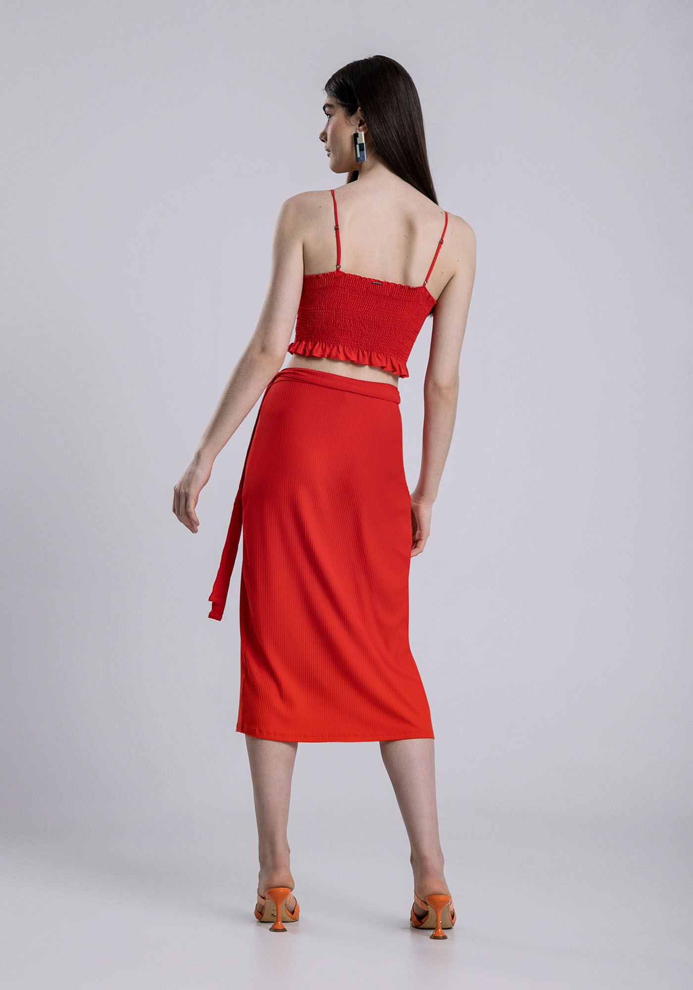 Saia Midi Canelada Transpassada Cores, , large.