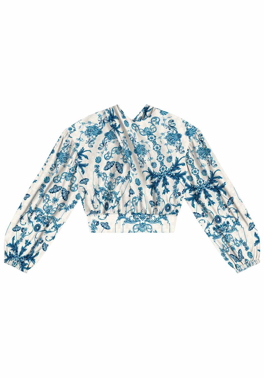 Blusa Manga Longa Estampada com Transpasse Laço, . Blusa Manga Longa Estampada com Transpasse Laço, , large.