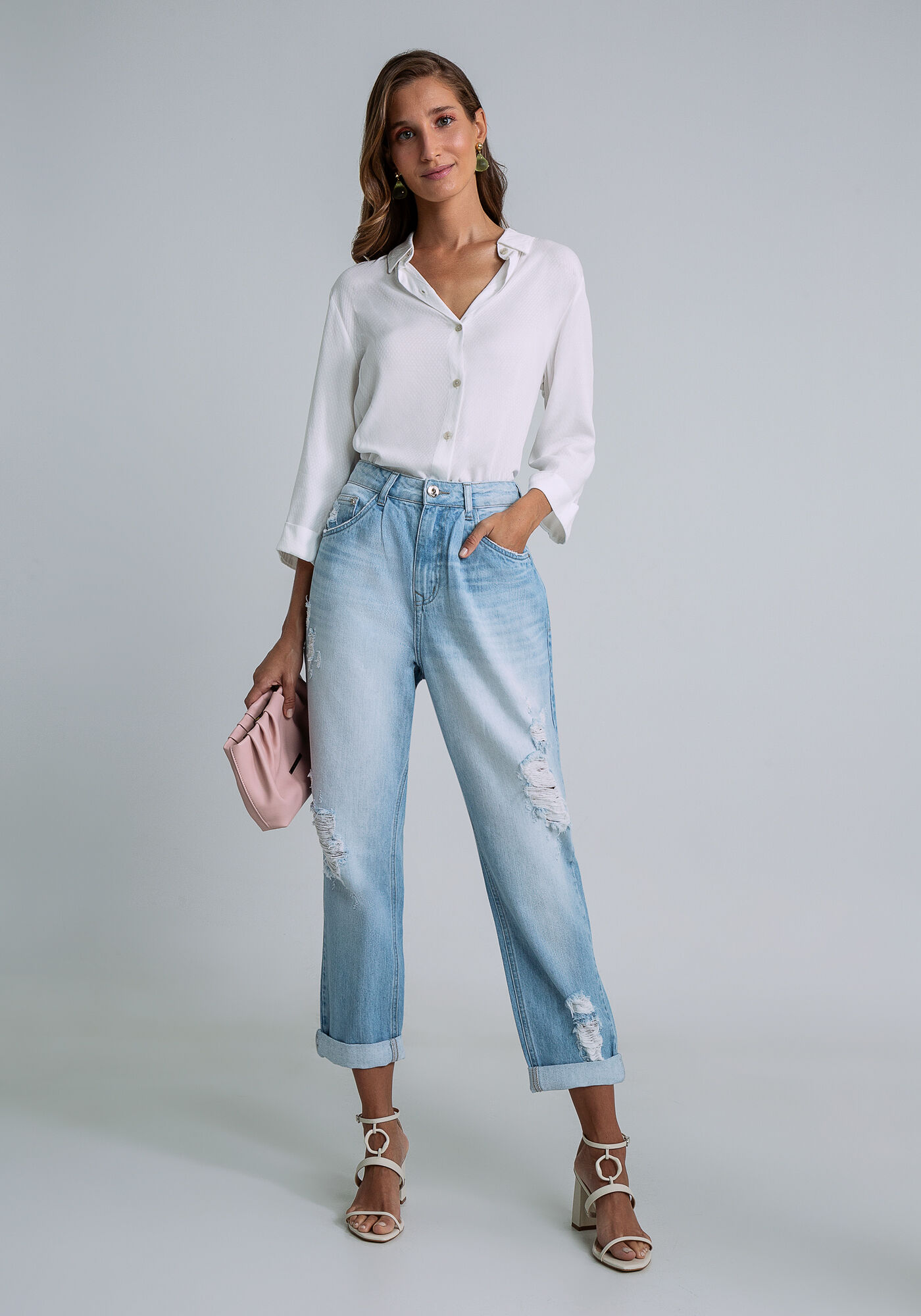 Camisa Manga 3/4 Cl&aacute;ssica, OFF WHITE, large.