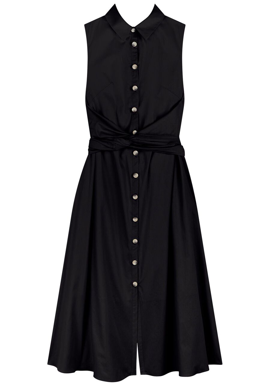 Vestido Midi Chá Em Algodão Responsável Com Amarração, . Vestido Midi Chá Em Algodão Responsável Com Amarração, , large.