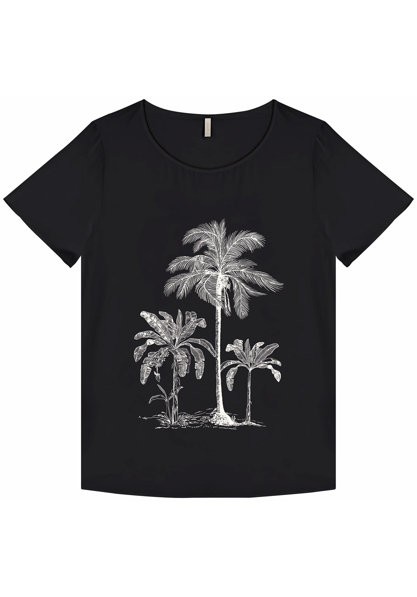 Blusa Manga Curta em Viscose com Estampa Coqueiro, , large.