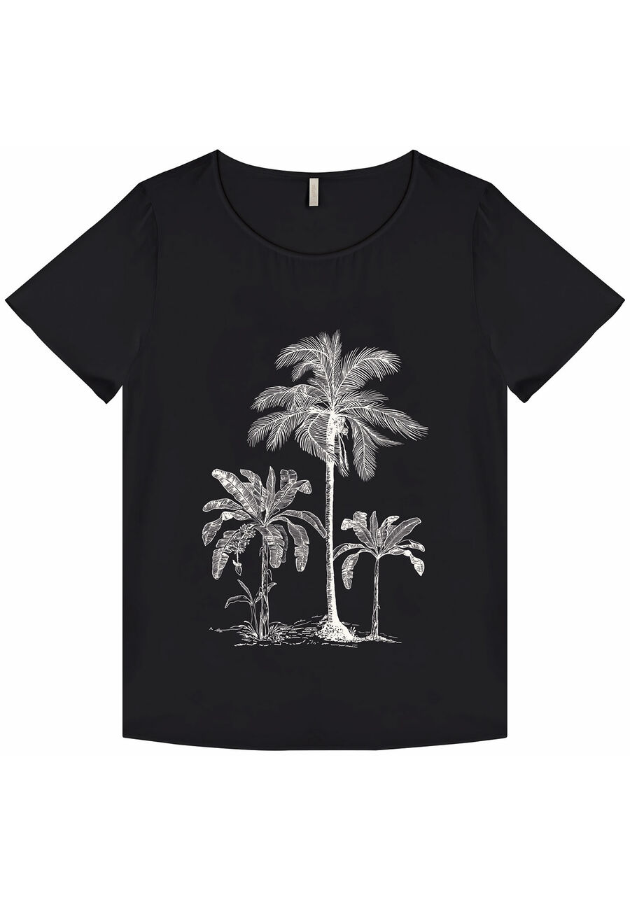 Blusa Manga Curta em Viscose com Estampa Coqueiro, . Blusa Manga Curta em Viscose com Estampa Coqueiro, , large.