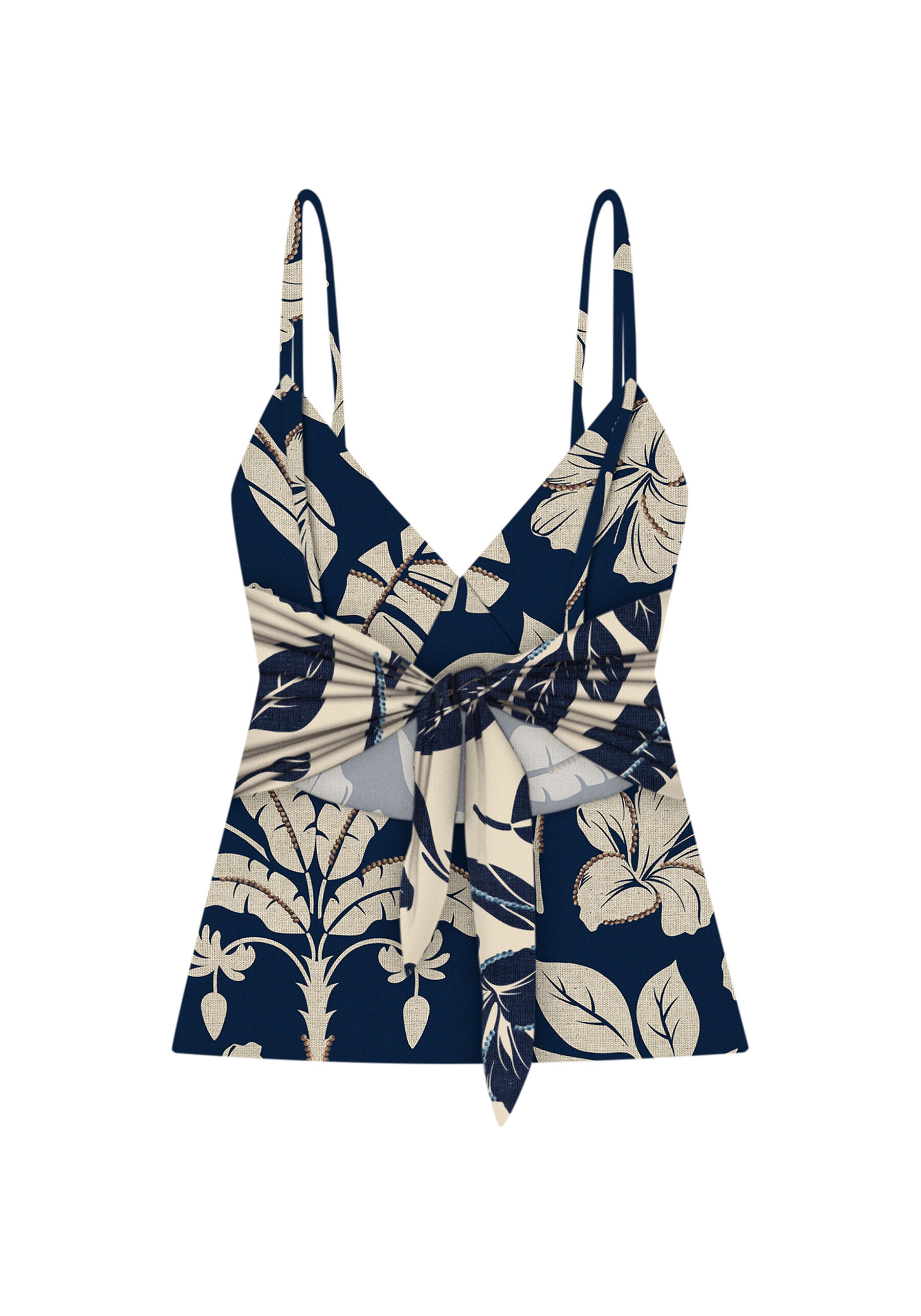 Blusa com Alças Laço Costas Estampa, . Blusa com Alças Laço Costas Estampa, , large.