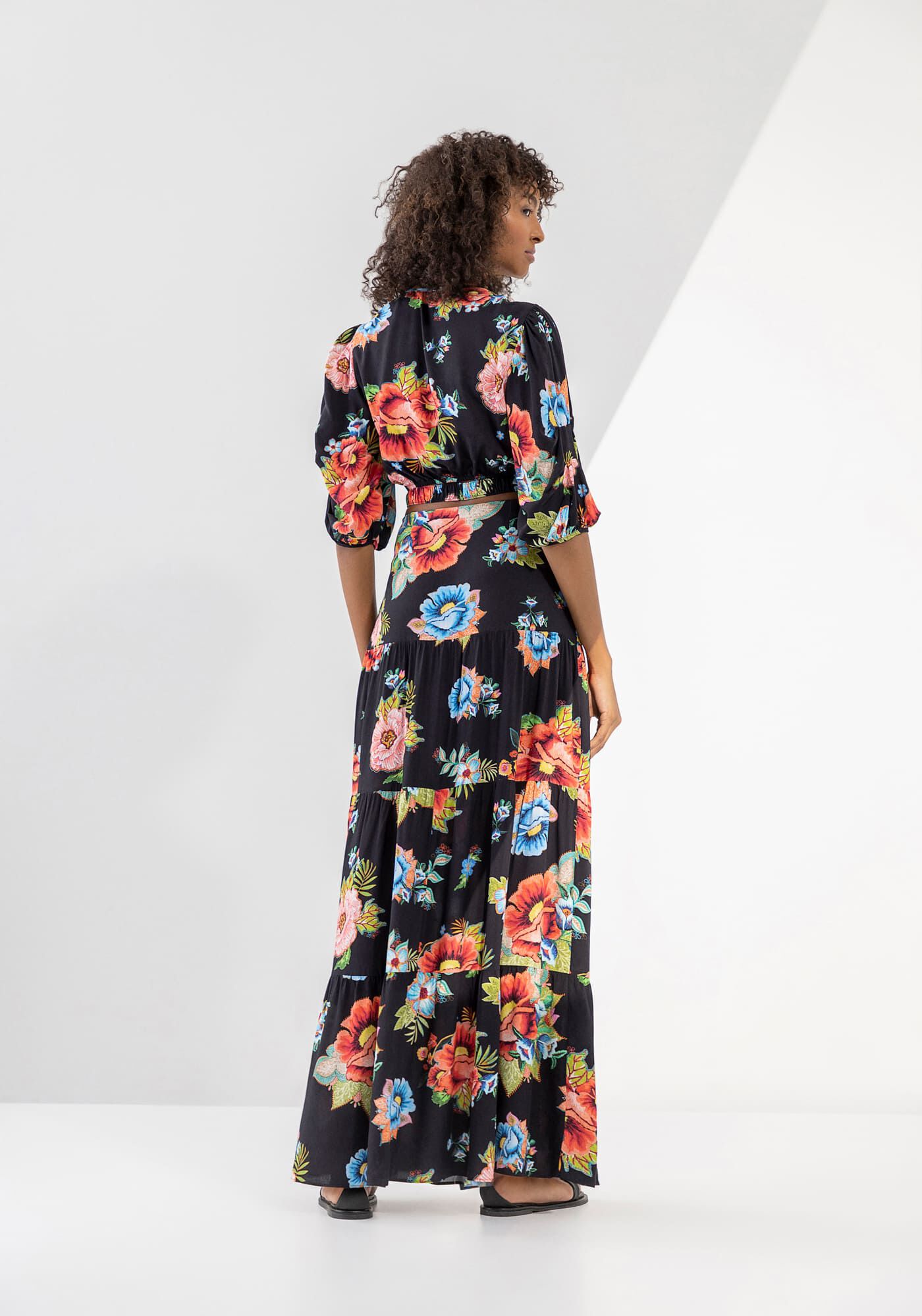 Blusa Manga Bufante Estampada com Cut Out, , large.