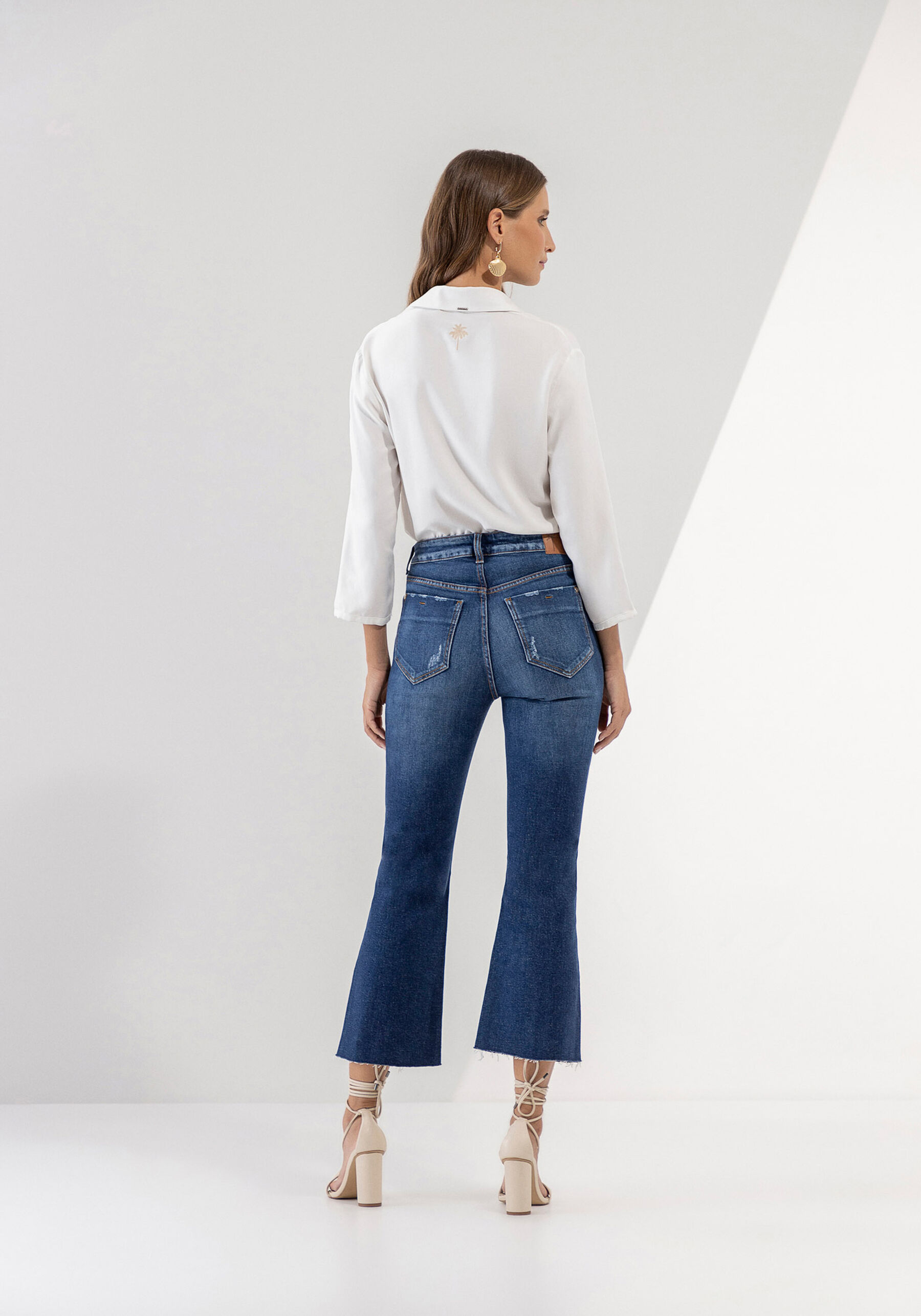 Calça Jeans Flare Cropped Super Alta, . Calça Jeans Flare Cropped Super Alta, , large.
