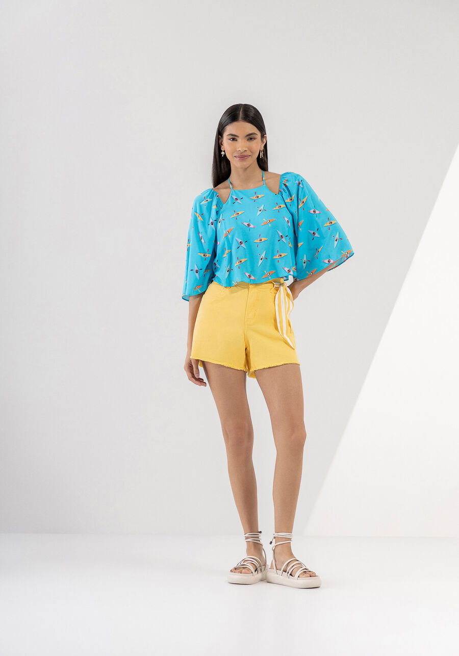 Blusa Ampla Estampada em Viscose com Manga Flare, . Blusa Ampla Estampada em Viscose com Manga Flare, , large.