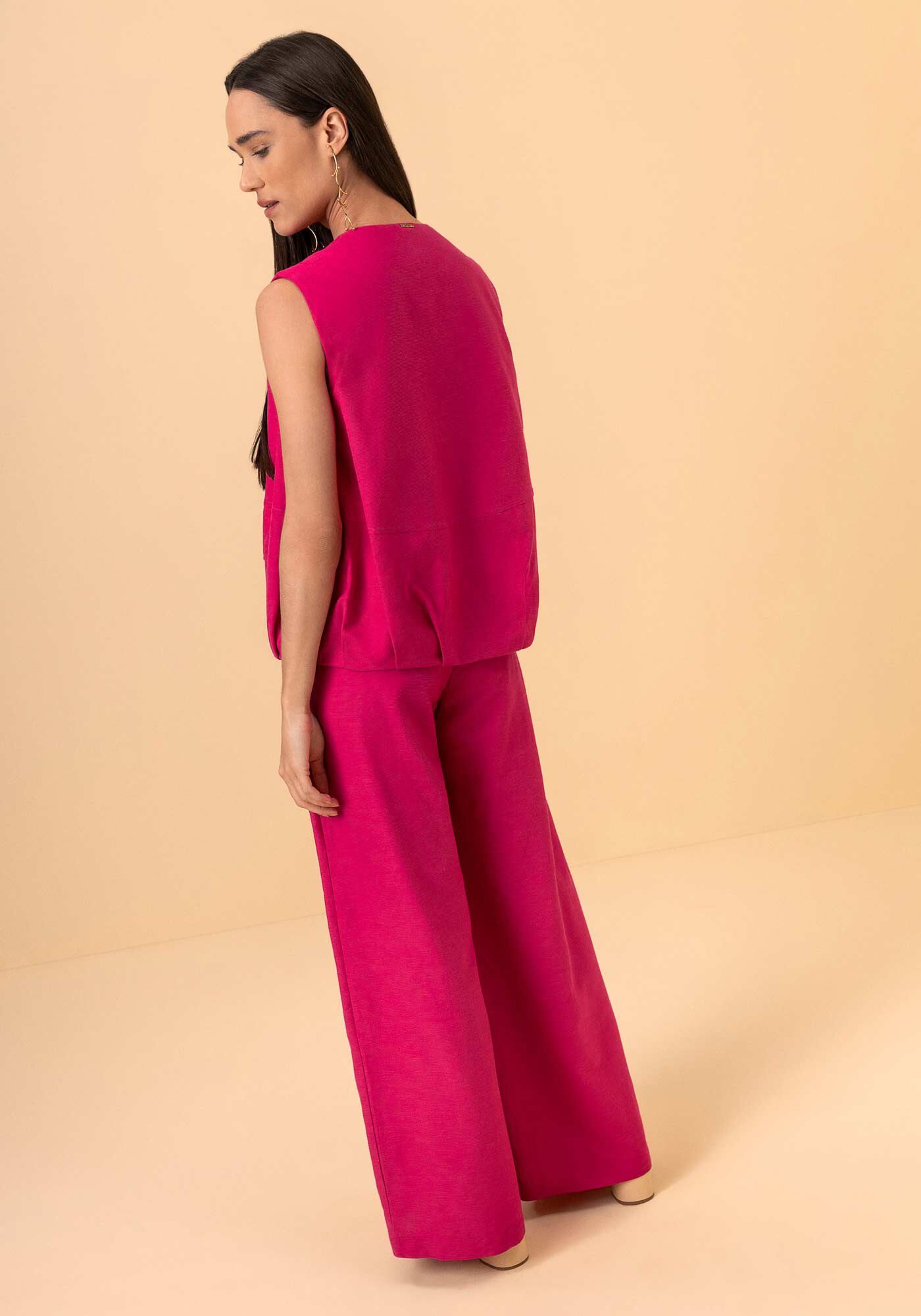 Colete Com Z&iacute;per E Bolsos Com Lapela, ROSA ONYX, large.