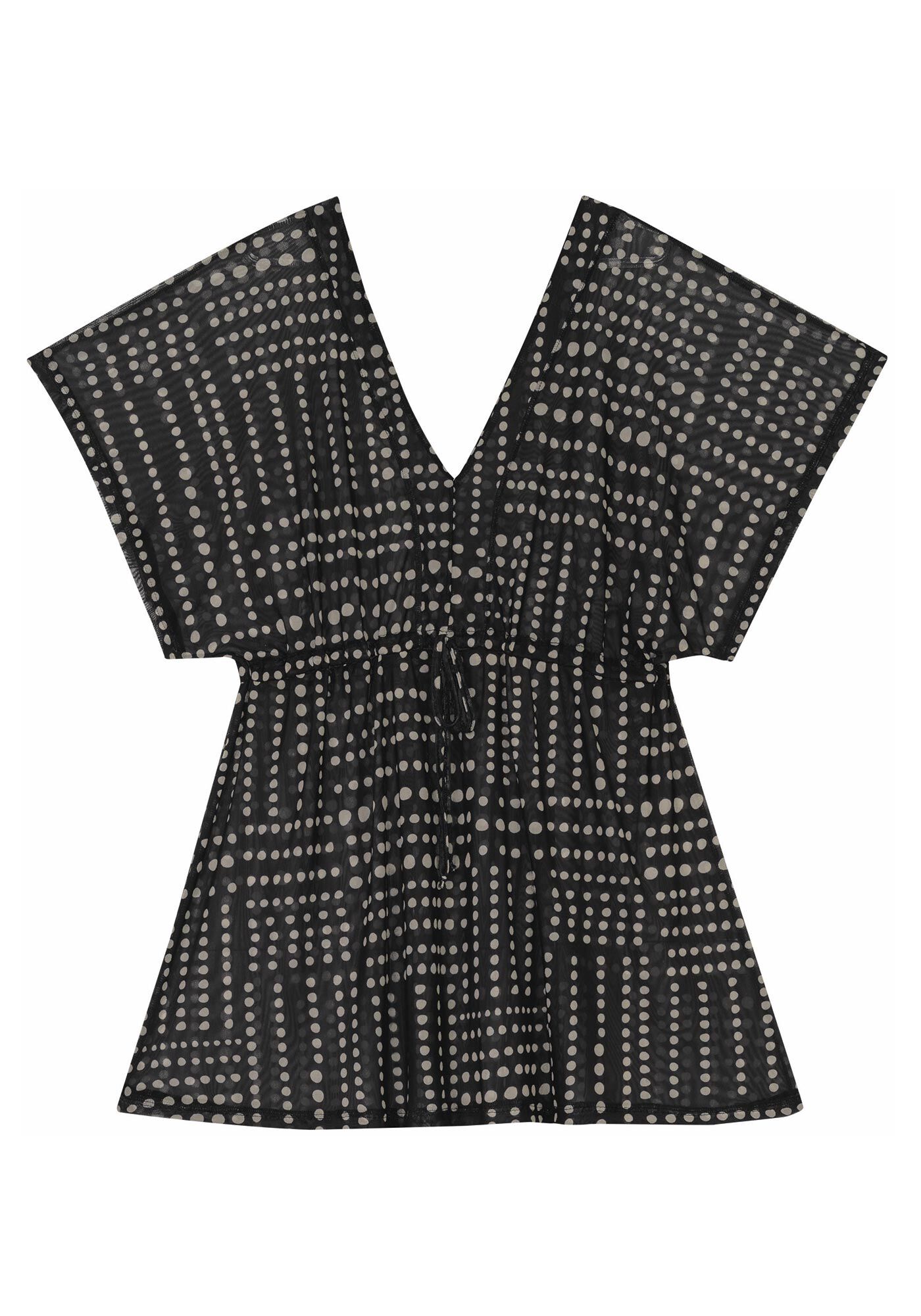 Vestido Curto Sa&iacute;da de Praia em Tule Estampado, , large.