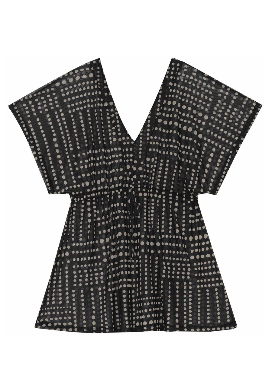 Vestido Curto Saída de Praia em Tule Estampado, . Vestido Curto Saída de Praia em Tule Estampado, , large.