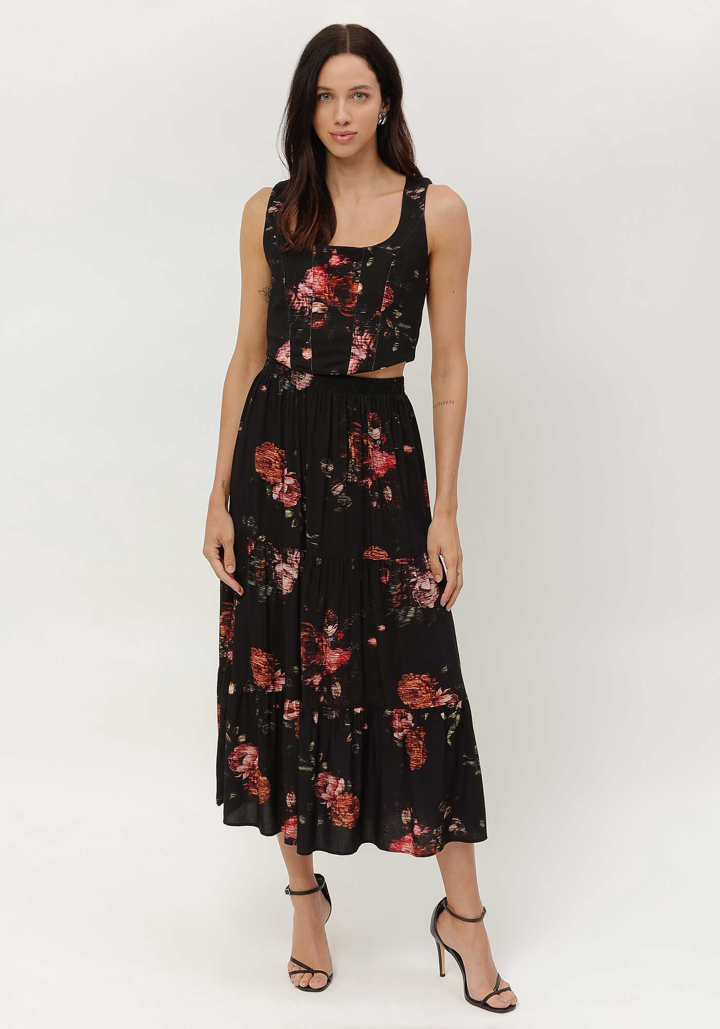 Blusa Corset em Moletom Floral, VIENA, large.