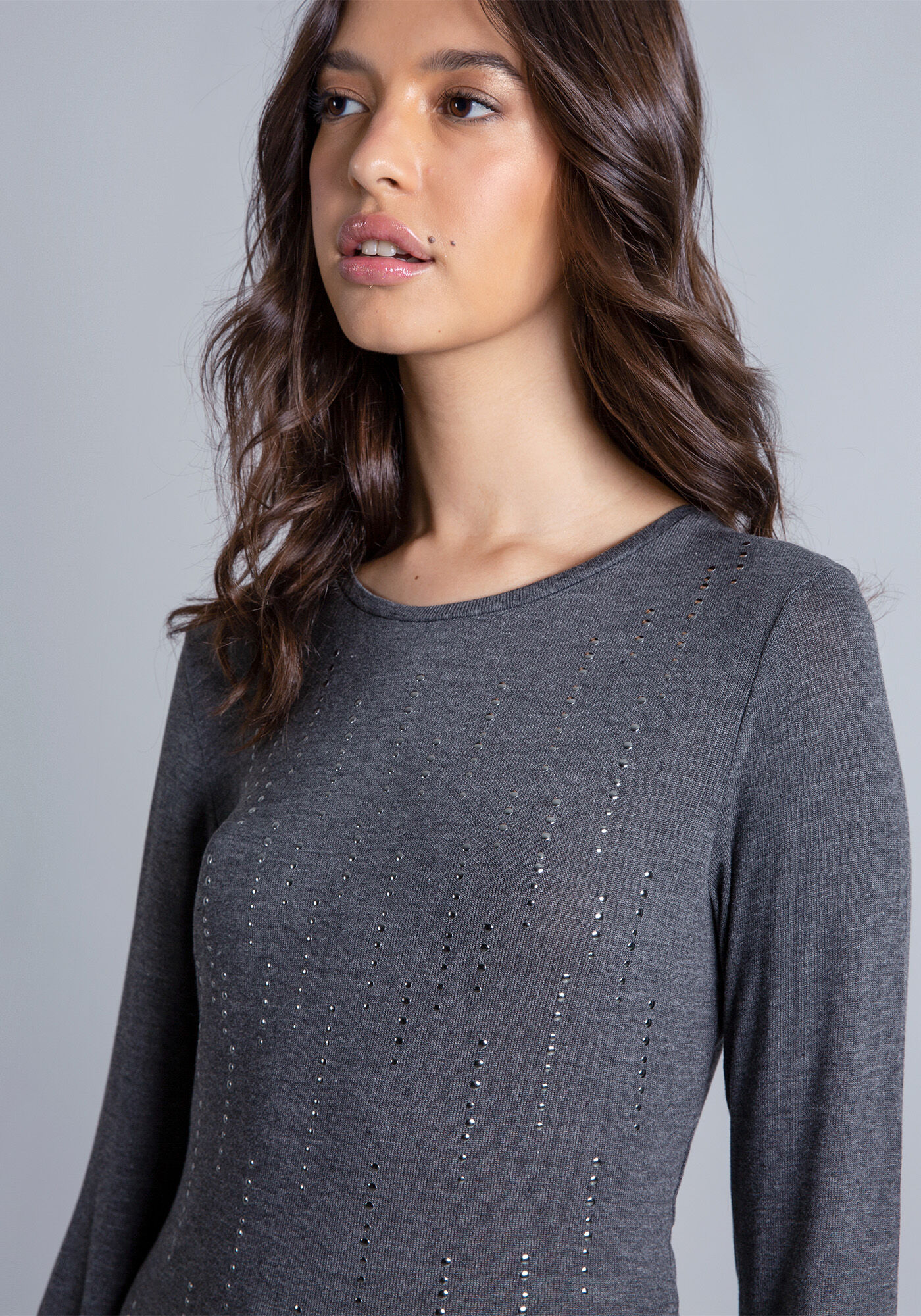 Blusa Manga Longa Strass, , large.