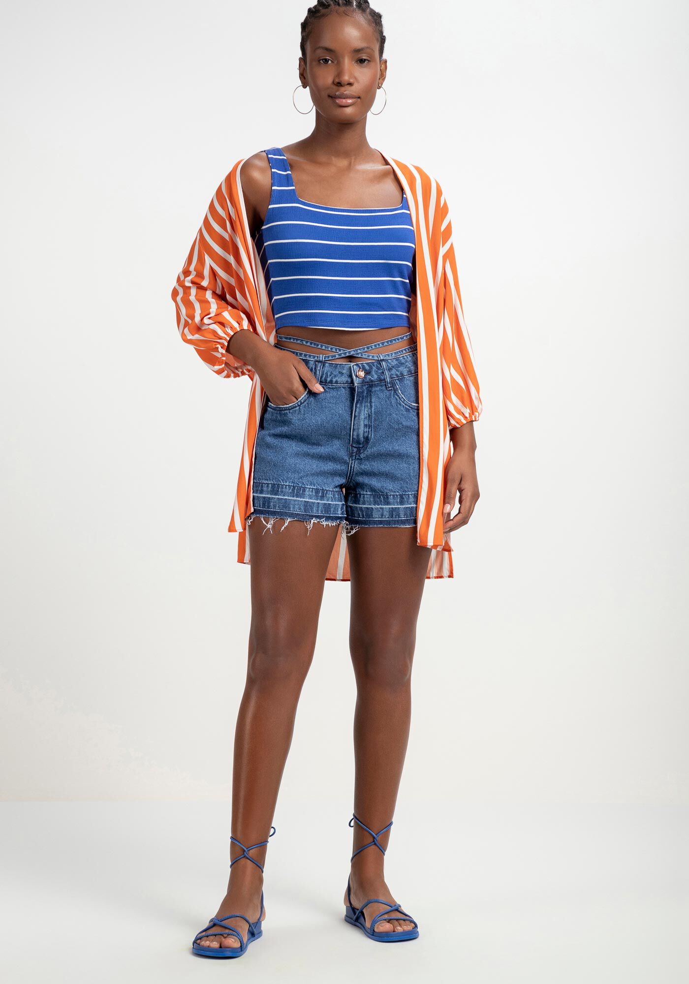 Regata Cropped em Malha com Decote Quadrado, , large.