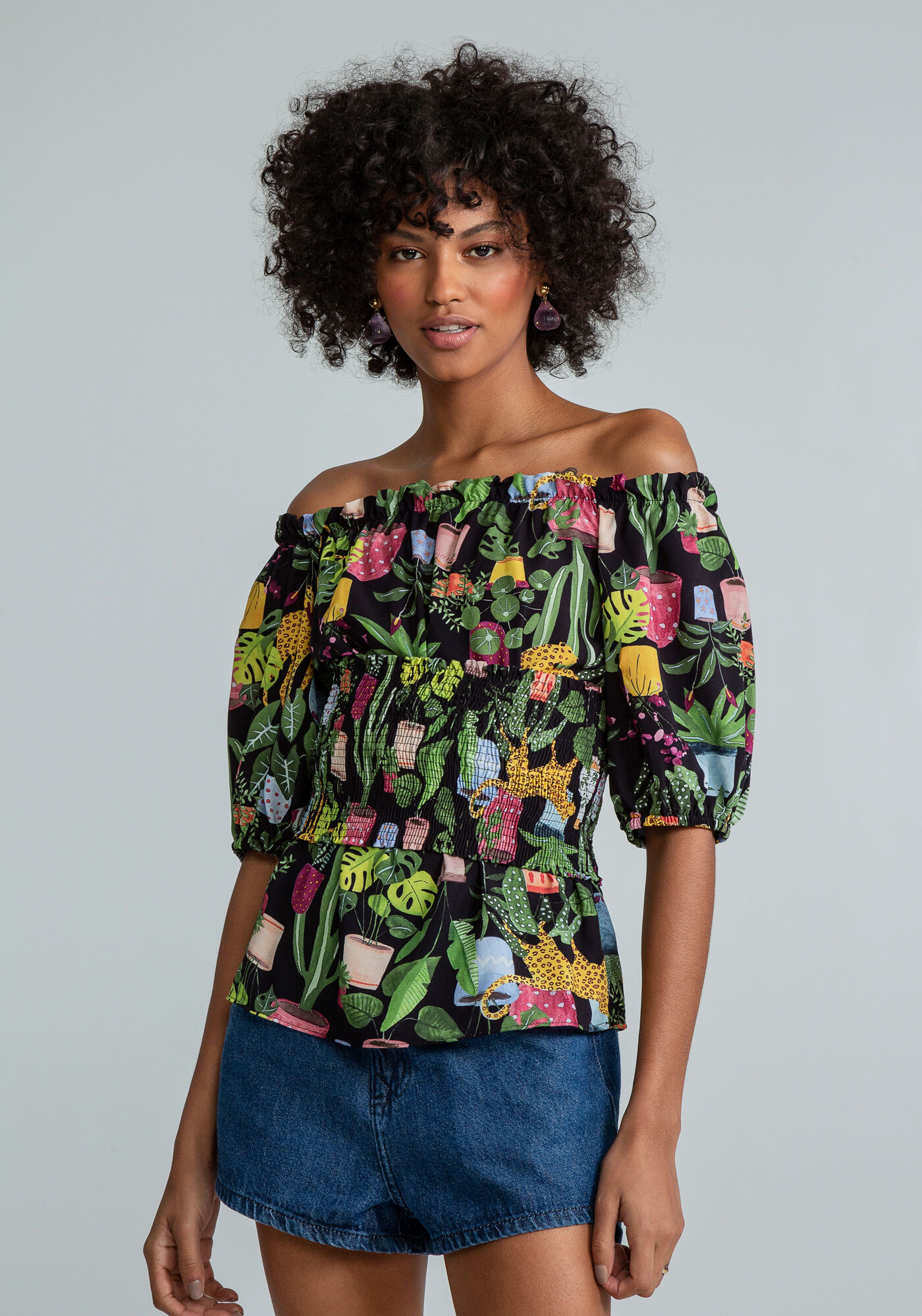 Blusa Ombro a Ombro com Top Faixa, , large.
