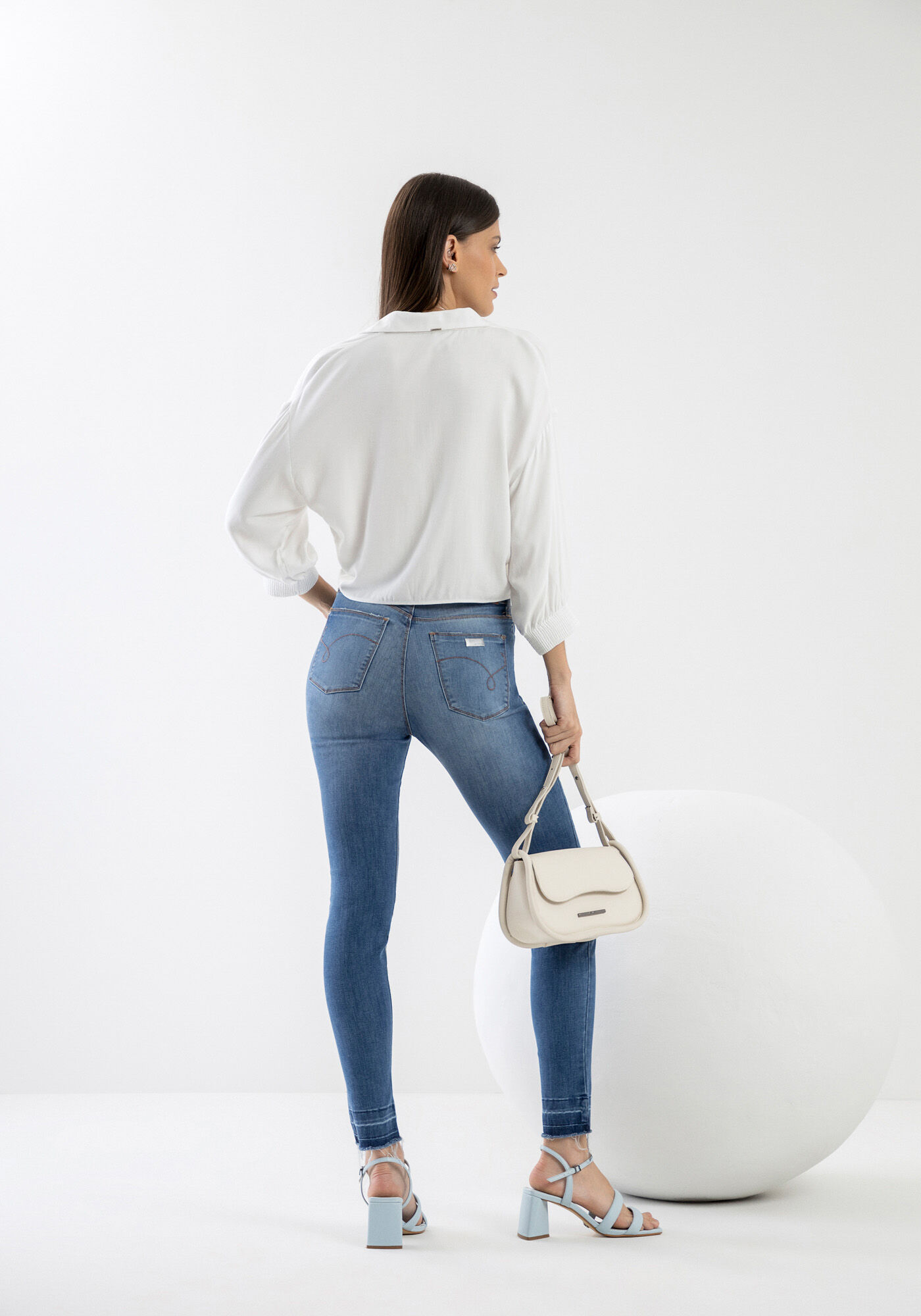 Camisa Manga 3/4 em Viscose Curta, , large.