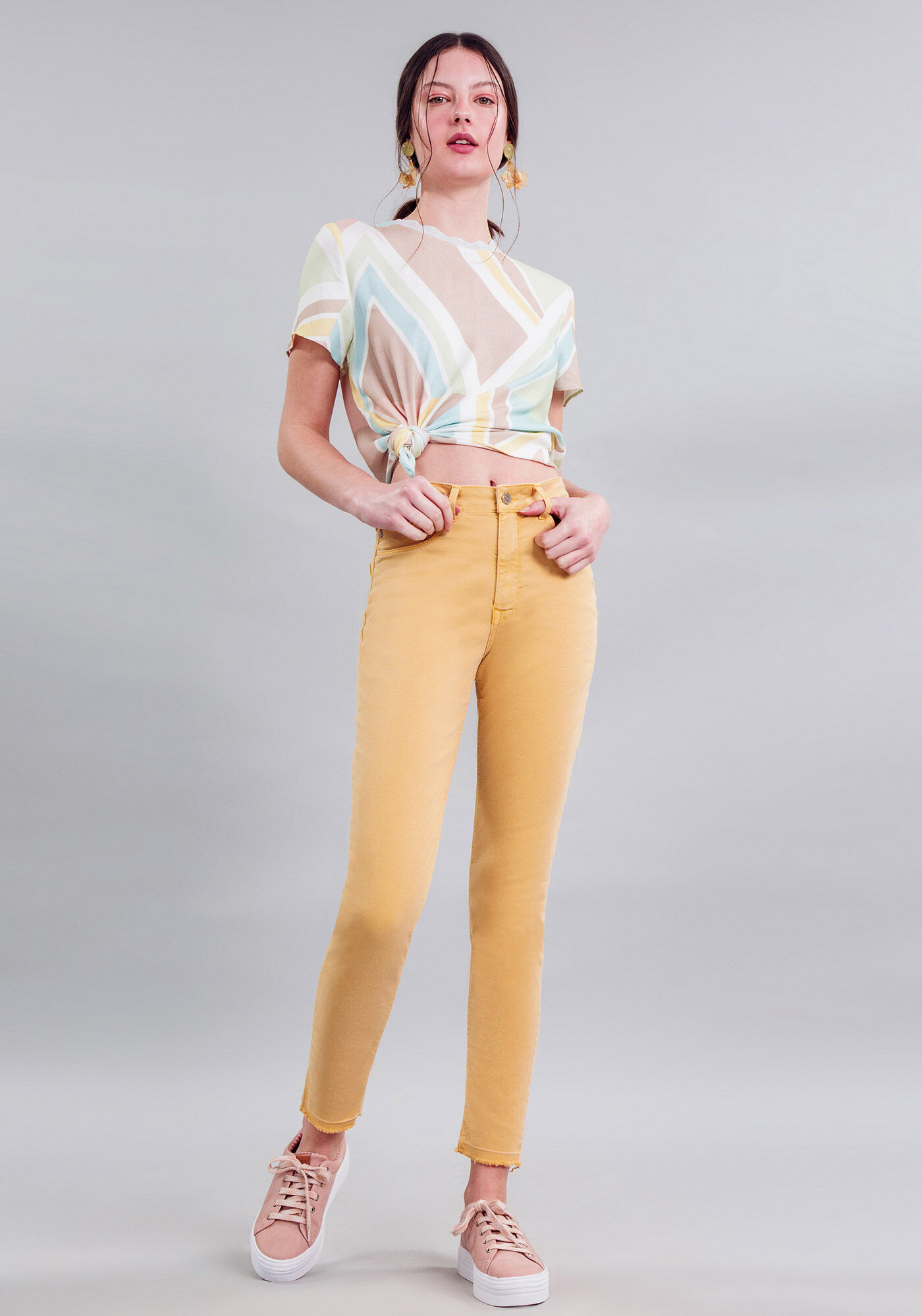 Cal&ccedil;a Sarja Com Elastano Cropped Aruba, , large.