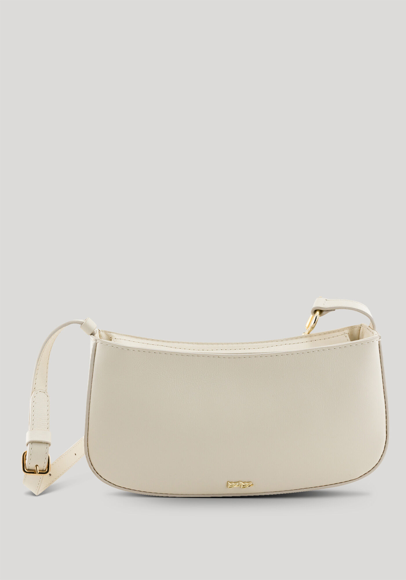 Bolsa Baguete M&eacute;dia em Couro Minimal, CREME ANGORA, large.