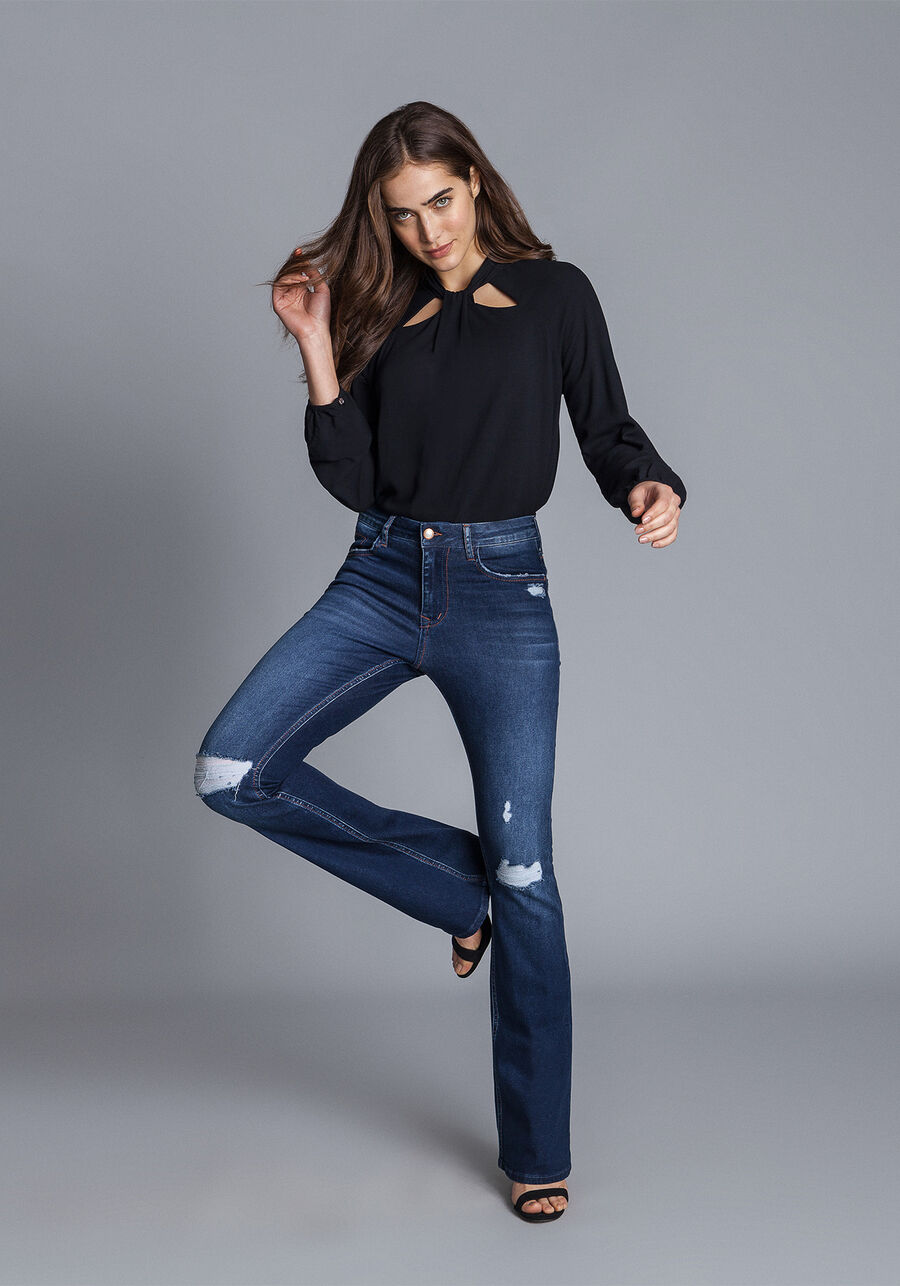 Calça Flare Malibu Elastic, JEANS. Calça Flare Malibu Elastic, JEANS, large.